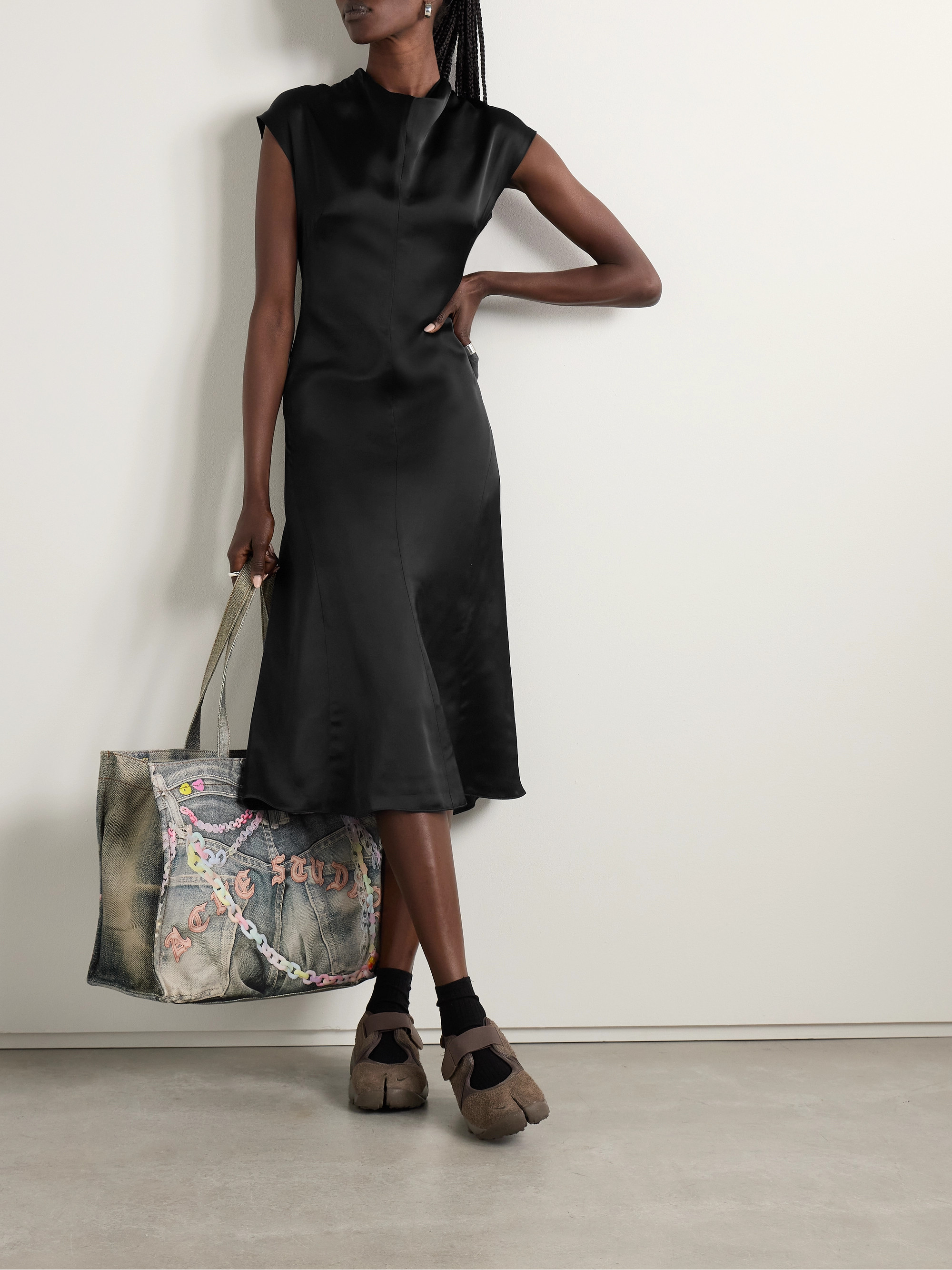 Acne Studios Draped silk-satin midi dress