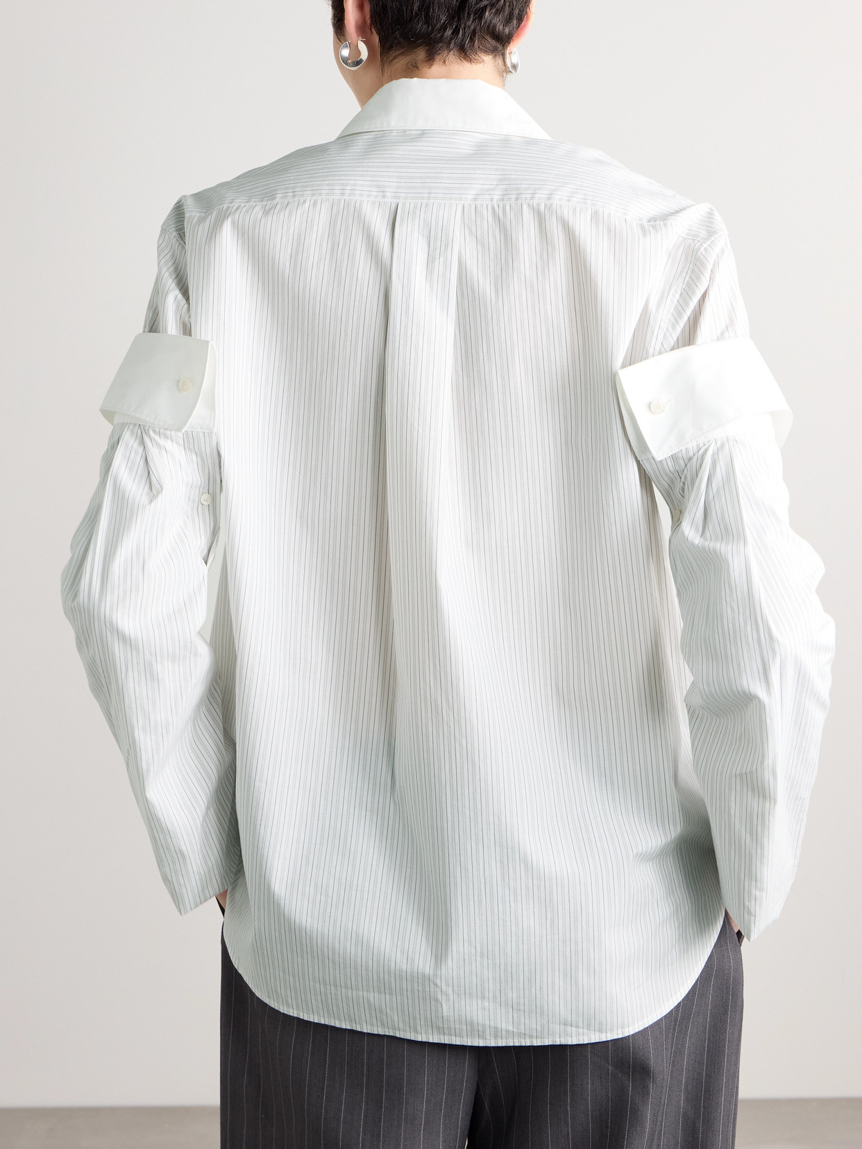 ACNE STUDIOS LAYERED STRIPED COTTON-POPLIN SHIRT