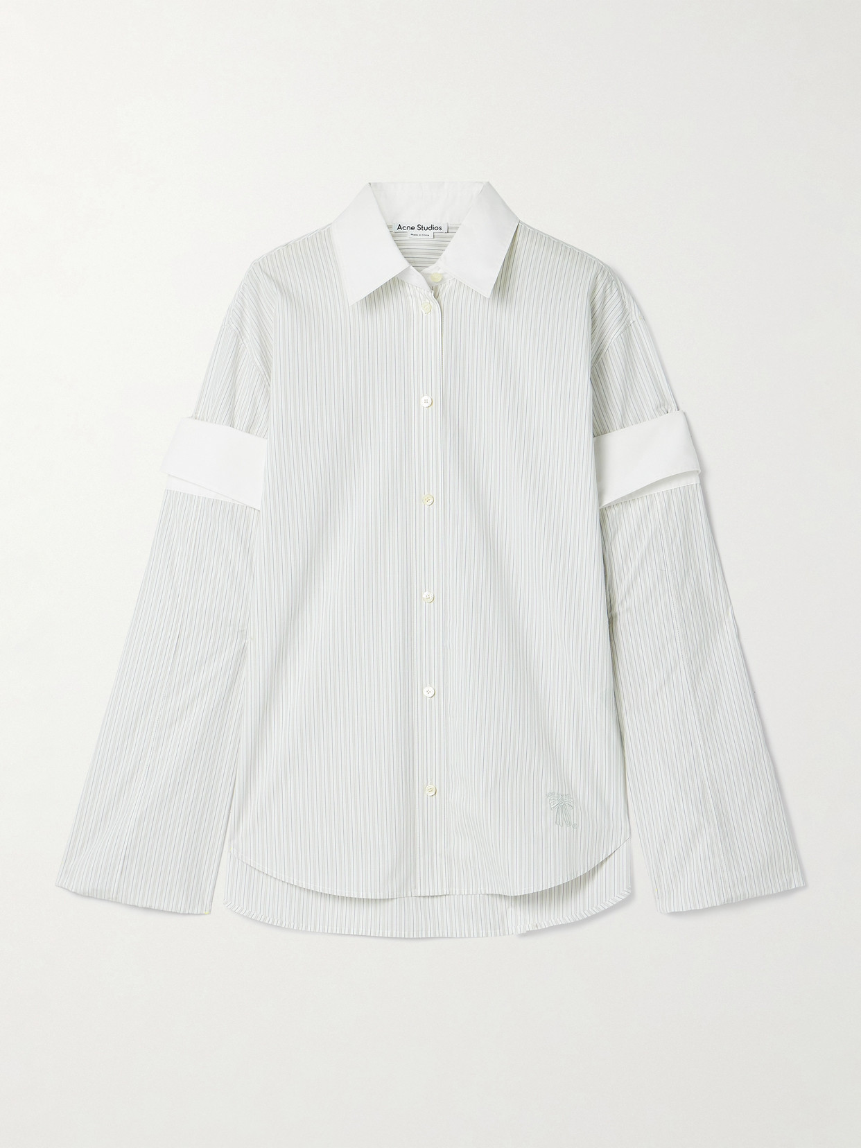 Acne Studios Layered Striped Cotton-poplin Shirt In White