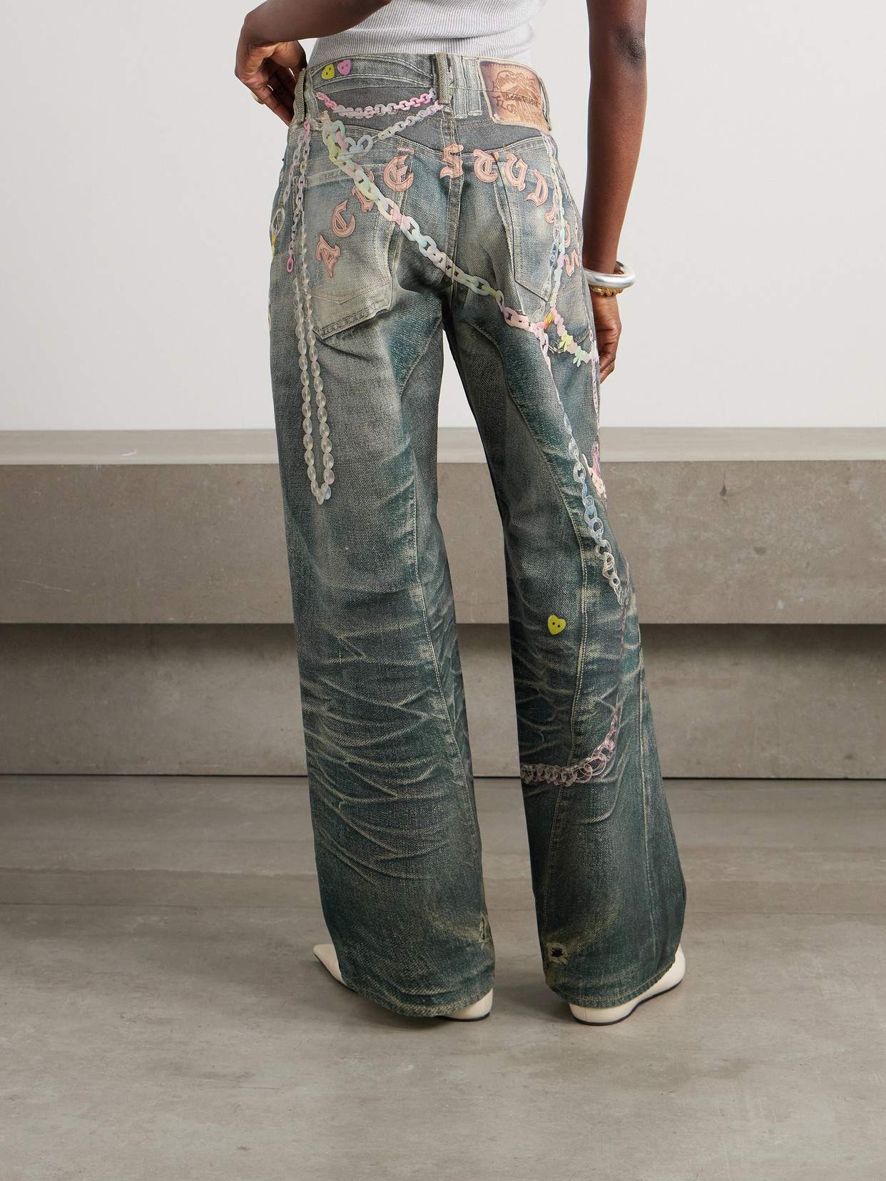 Acne Studios Printed Wide-leg Jeans In Blue