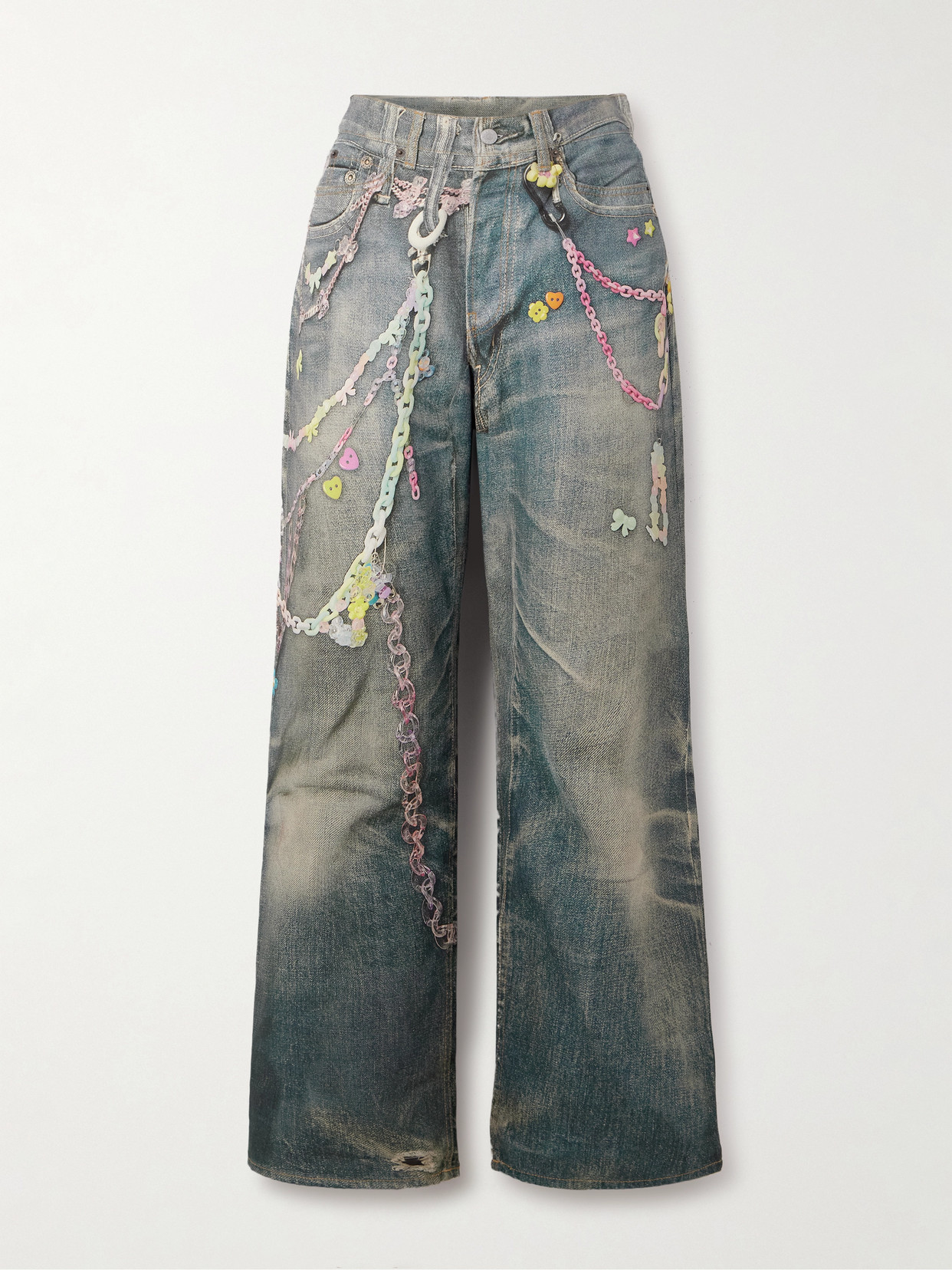 Acne Studios Printed Wide-leg Jeans In Blue