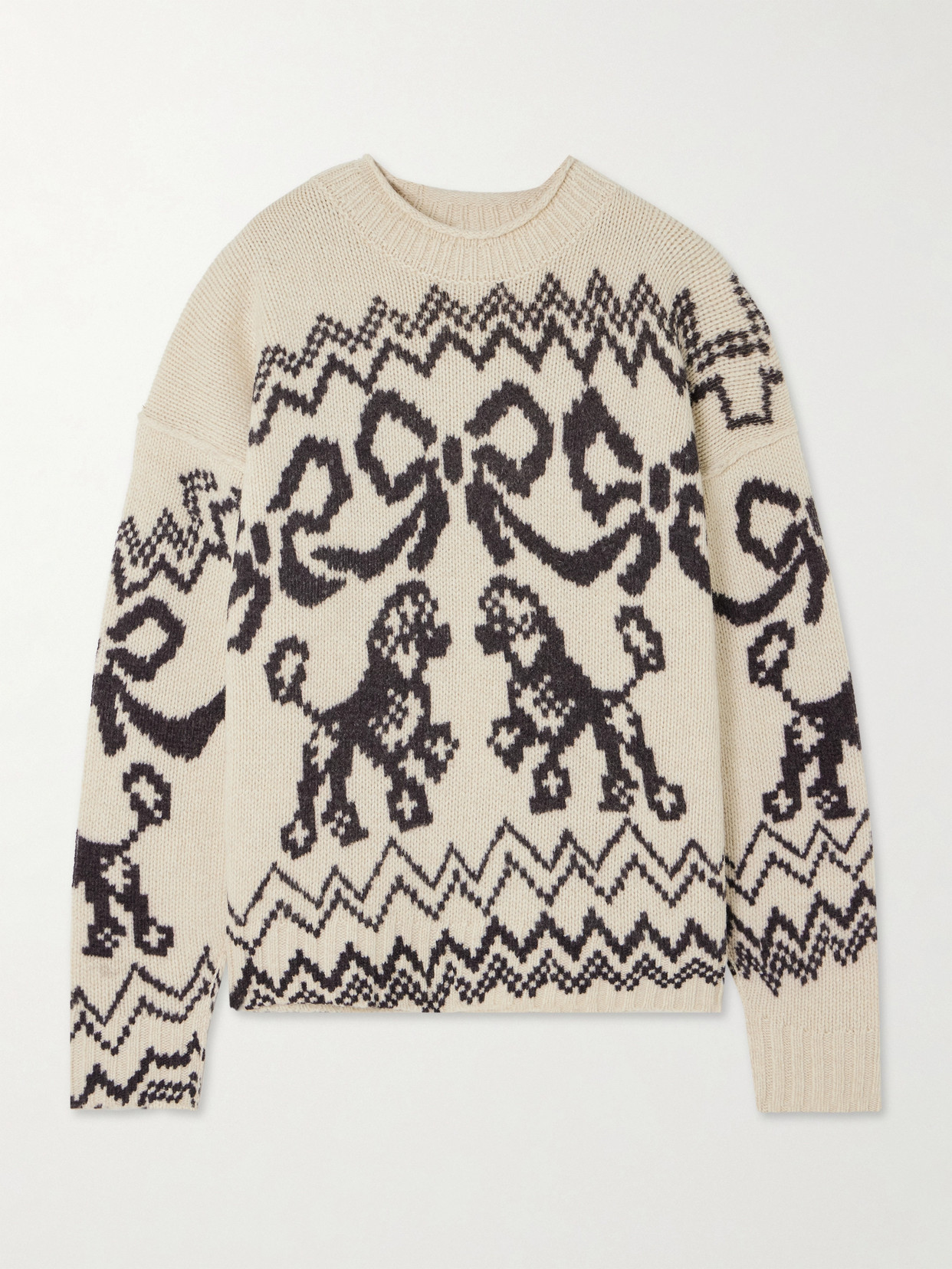 Acne Studios Kaisen Fair Isle Jacquard Donegal Wool Blend Sweater In Cream