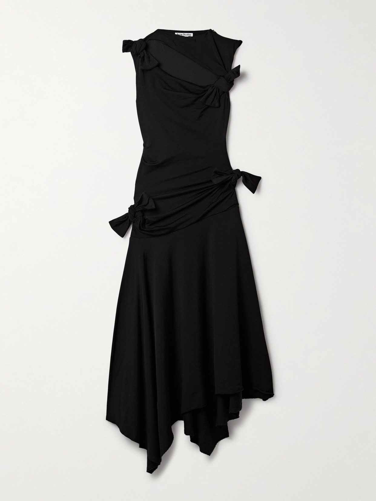 Acne Studios Asymmetric Knotted Cutout Stretch-crepe Midi Dress In Black