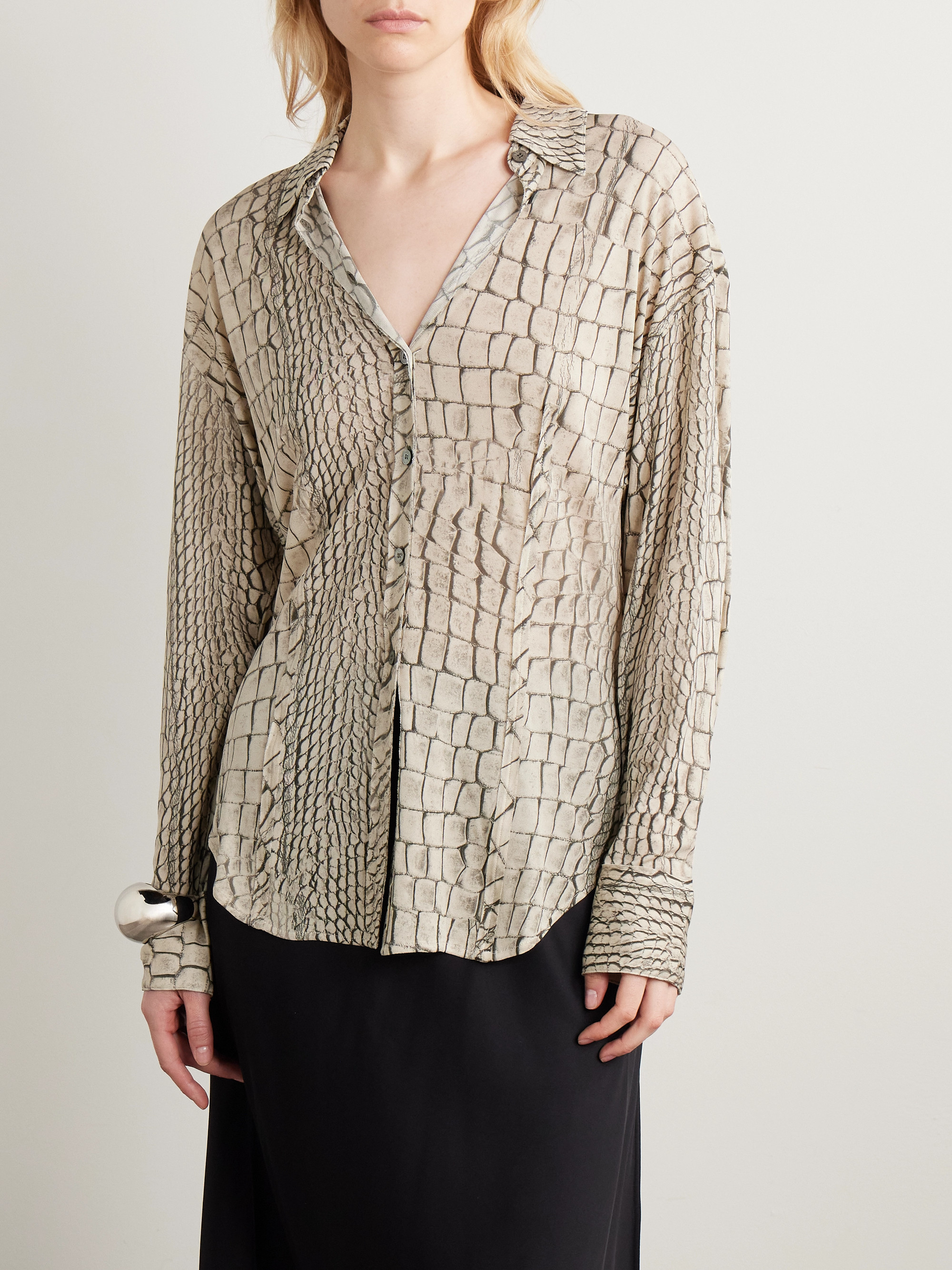 Acne Studios - Trompe l'oeil printed stretch-jersey shirt | Plush