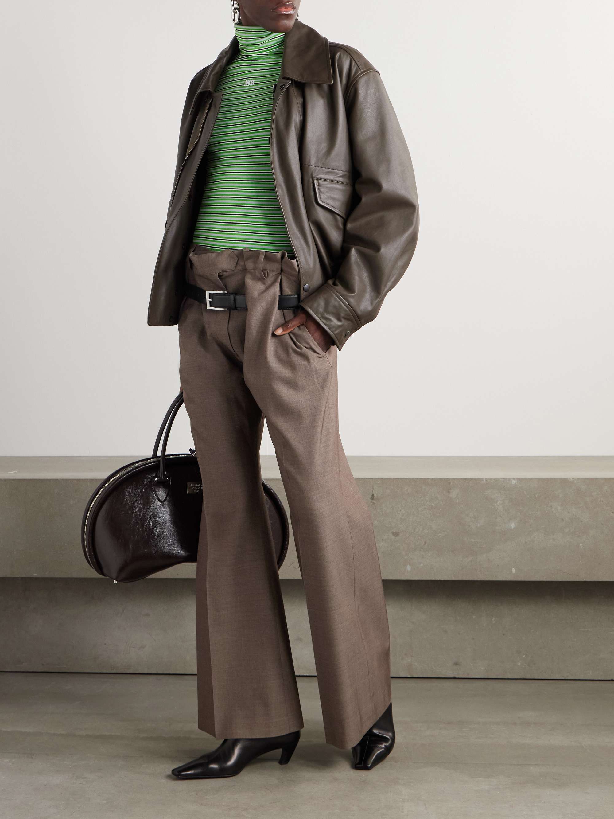 最旬ダウン ACNE STUDIOS ウール ワイドパンツ ベルト付き | NET-A-PORTER パンツ