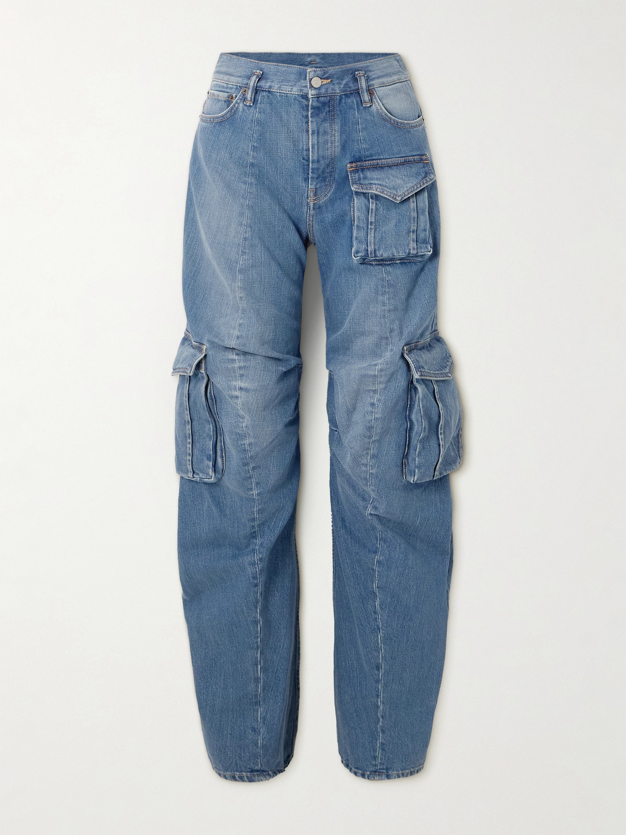 Acne Studios High-rise Barrel-leg Cargo Jeans In Blue