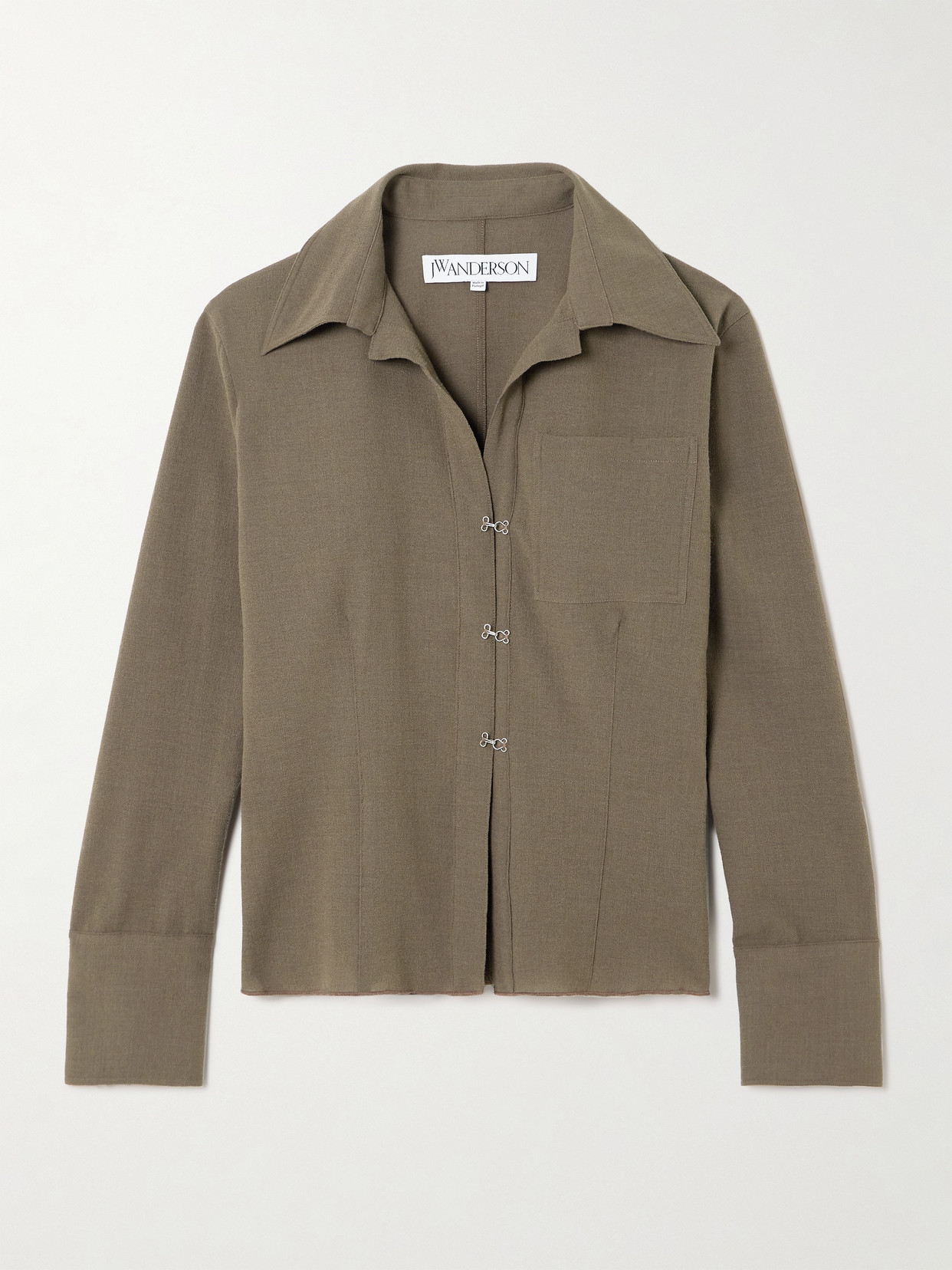 Jw Anderson Hook And Bar Wool-blend Shirt In Green