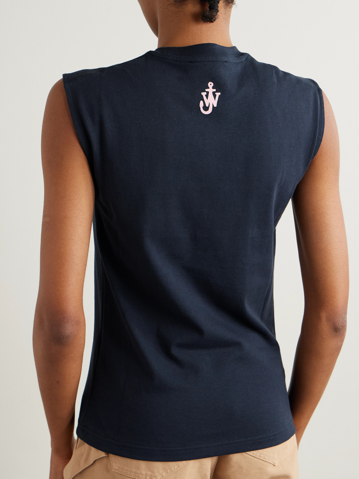 Jw Anderson Printed Cotton Jersey Tank Top In Blue
