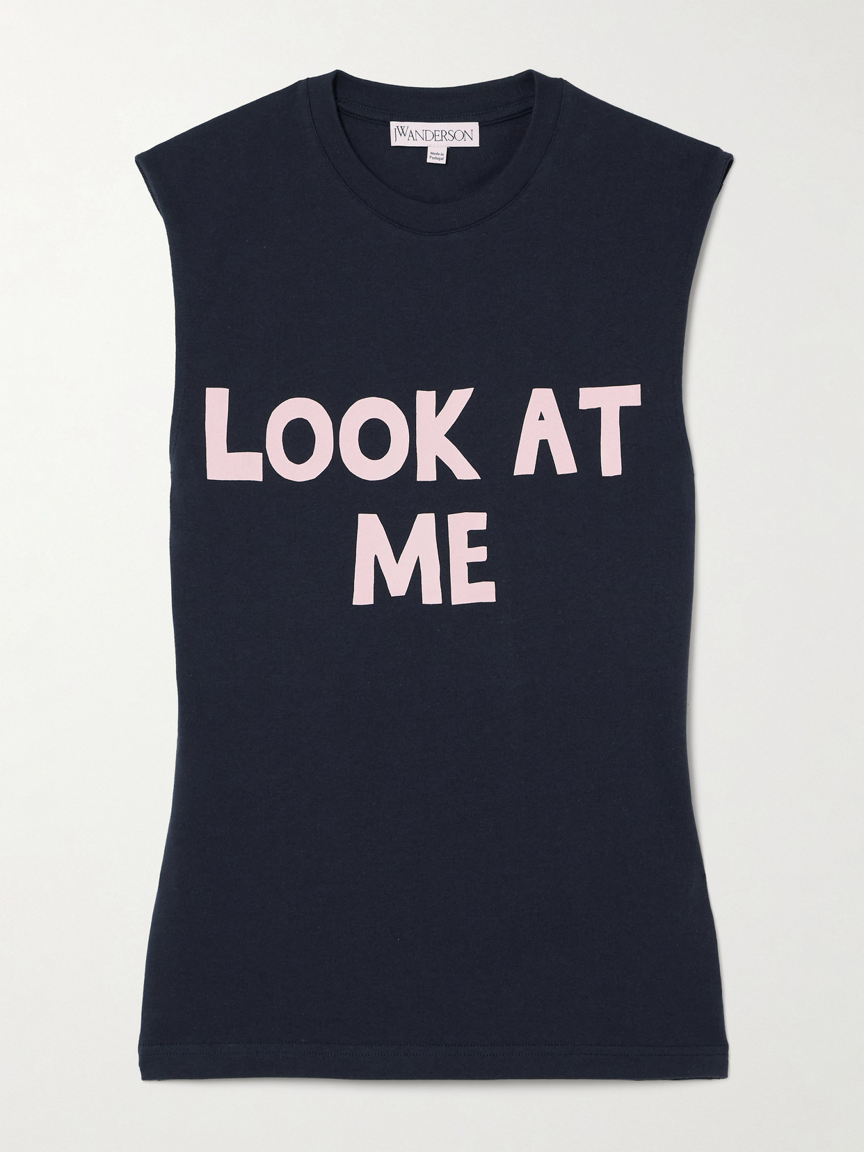Jw Anderson Printed Cotton Jersey Tank Top In Blue