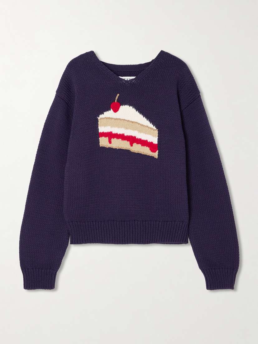 JW Anderson Appliquéd Intarsia-knit Cotton-blend Sweater