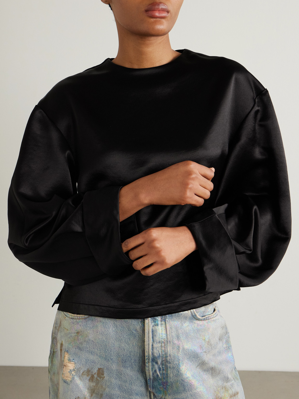 Jw Anderson Satin Top In Black