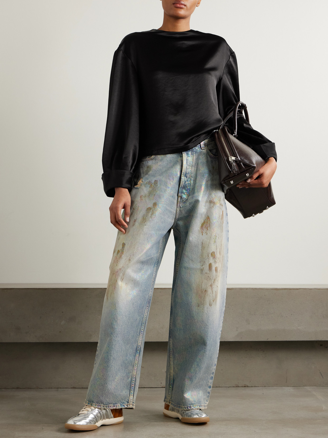 Jw Anderson Satin Top In Black
