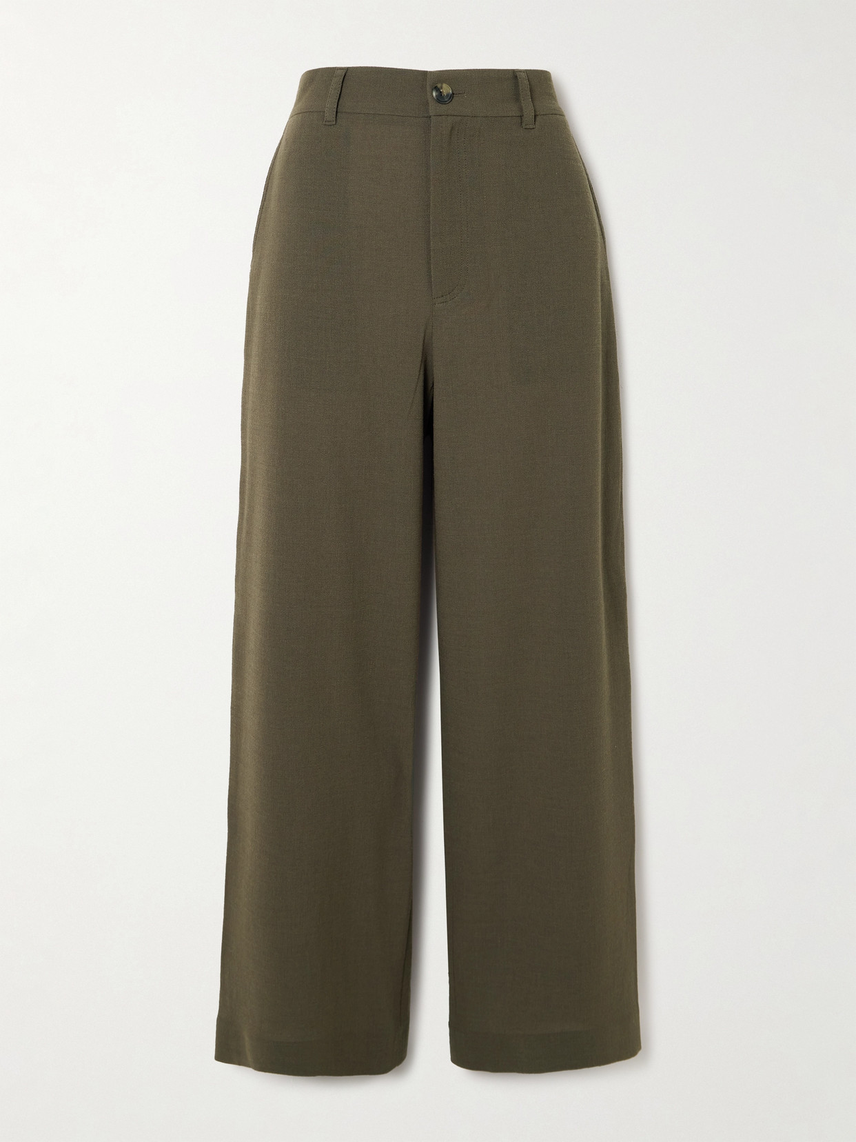 Jw Anderson Wool-blend Crepe Straight-leg Pants In Green