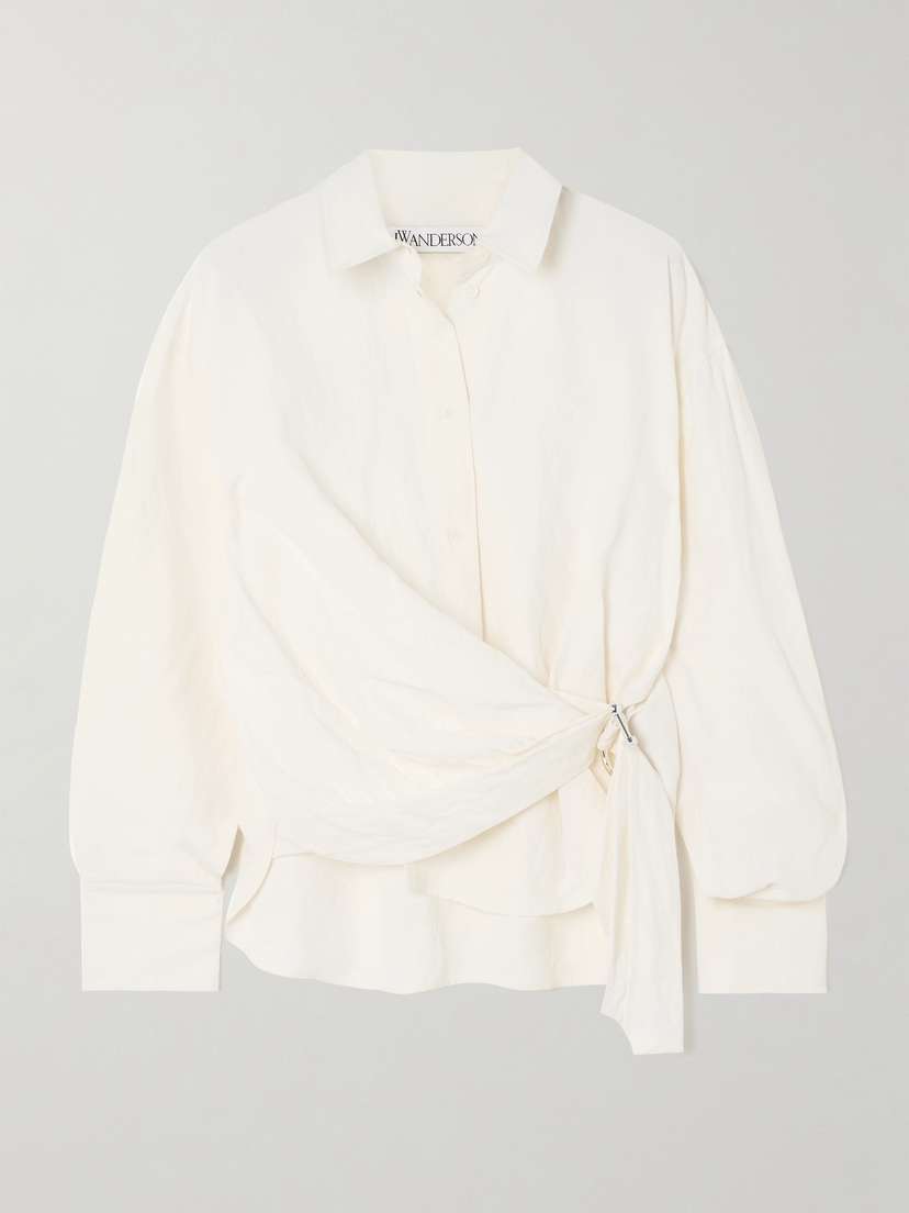 JW Anderson Draped Embellished Voile Shirt