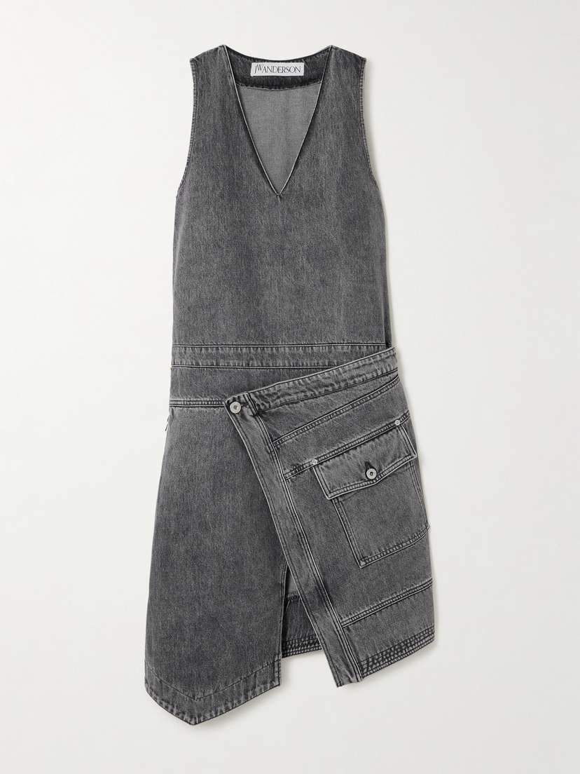 JW Anderson Asymmetric Wrap-effect Denim Midi Dress