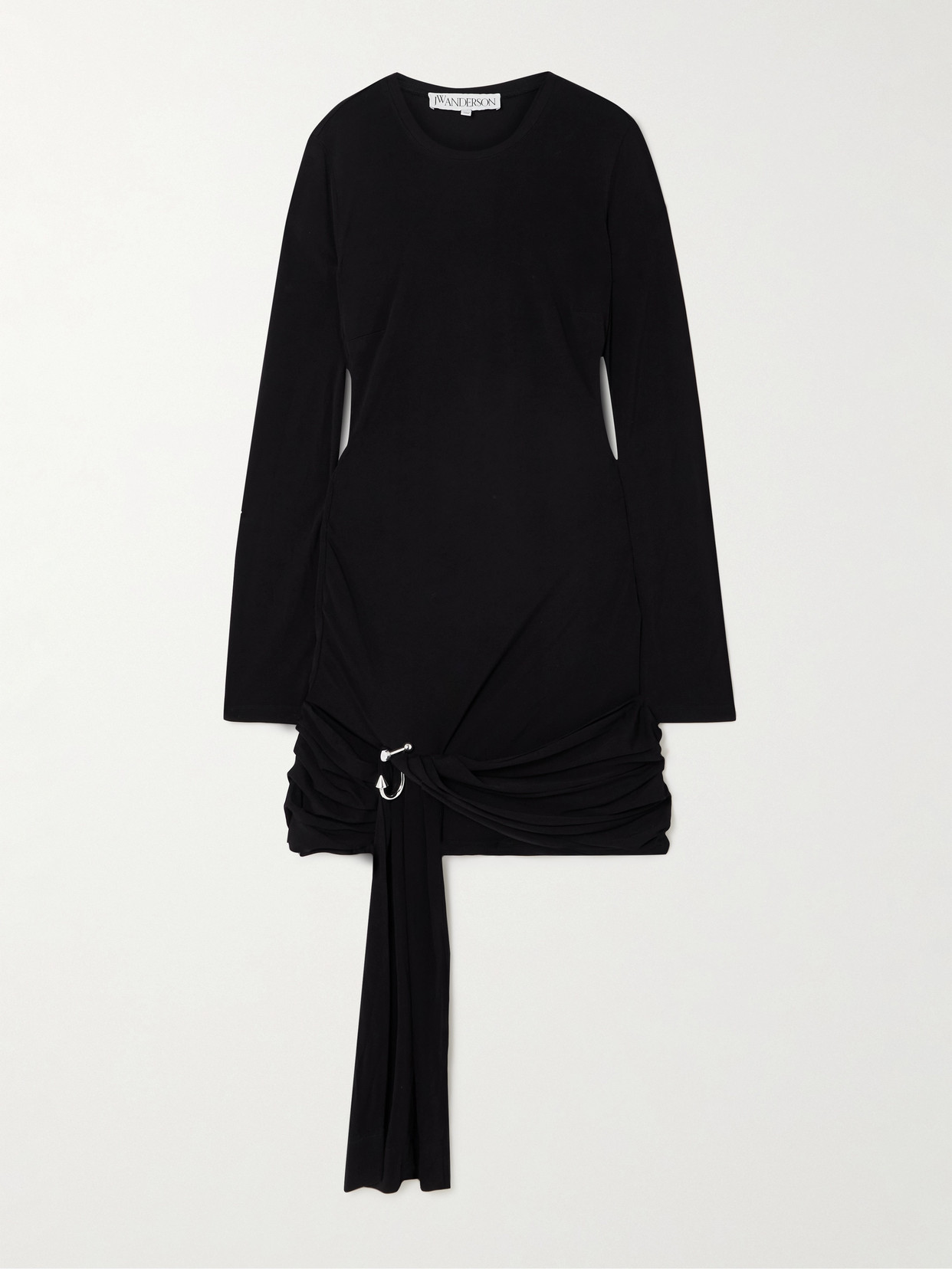 Jw Anderson Embellished Draped Jersey Midi Dress In Black