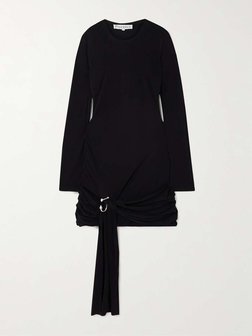 JW Anderson Embellished Draped Jersey Mini Dress