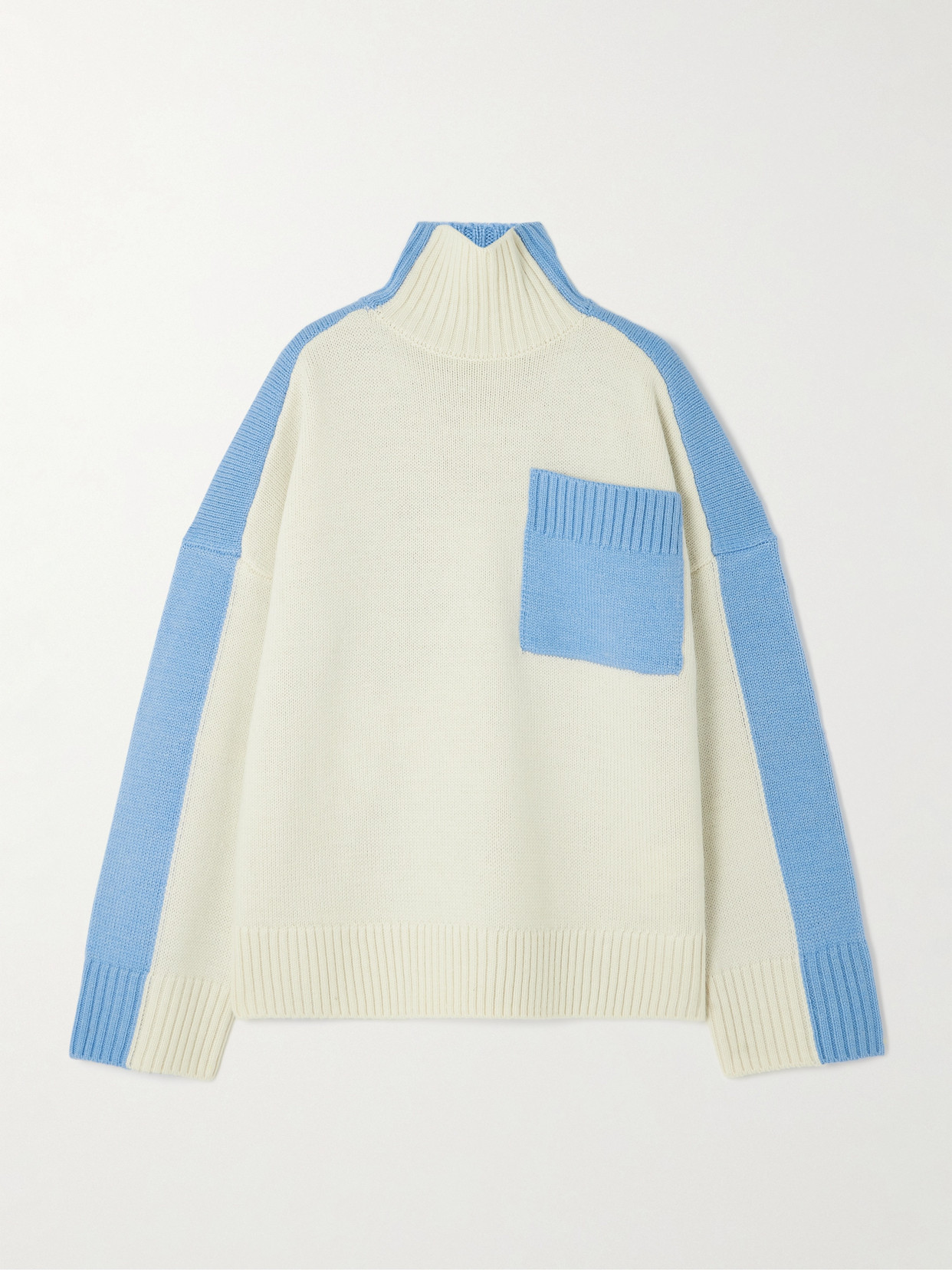 Jw Anderson Two-tone Knitted Turtleneck Sweater In White