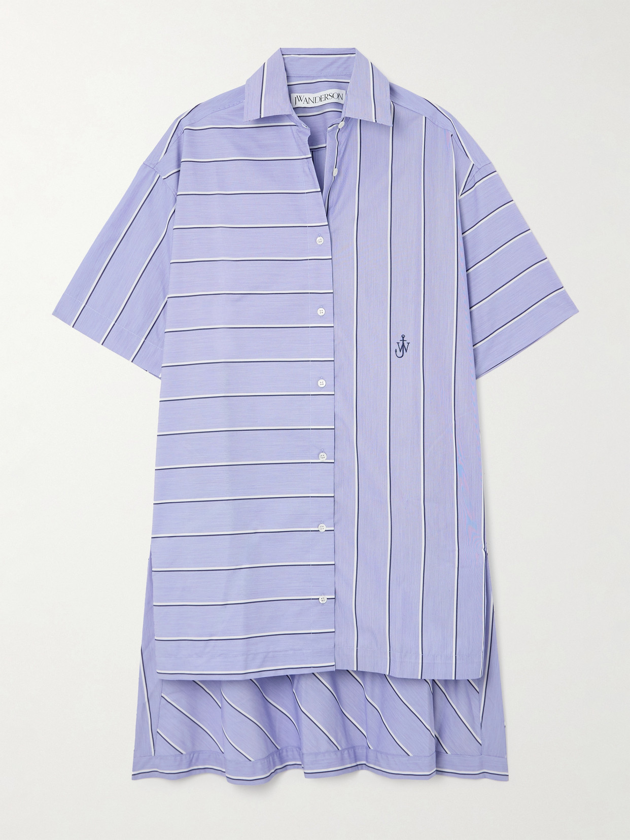 JW Anderson - Paneled Striped Cotton-blend Shirt Dress - Blue
