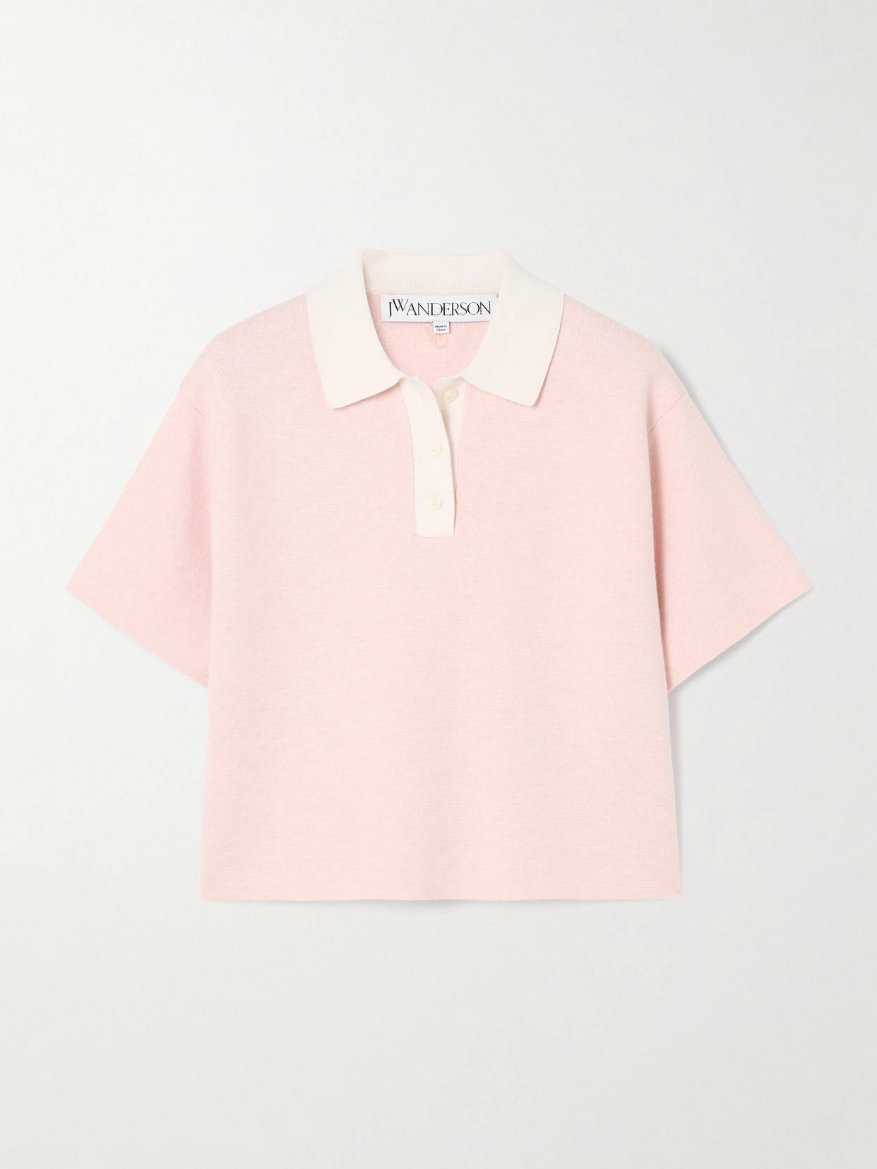 Jw Anderson Cropped Knitted Polo Top In Pink