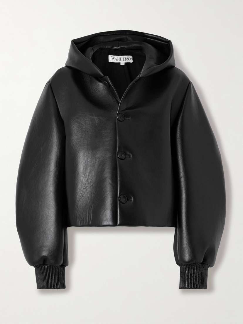 JW Anderson Hooded Cropped Padded Leather Jacket