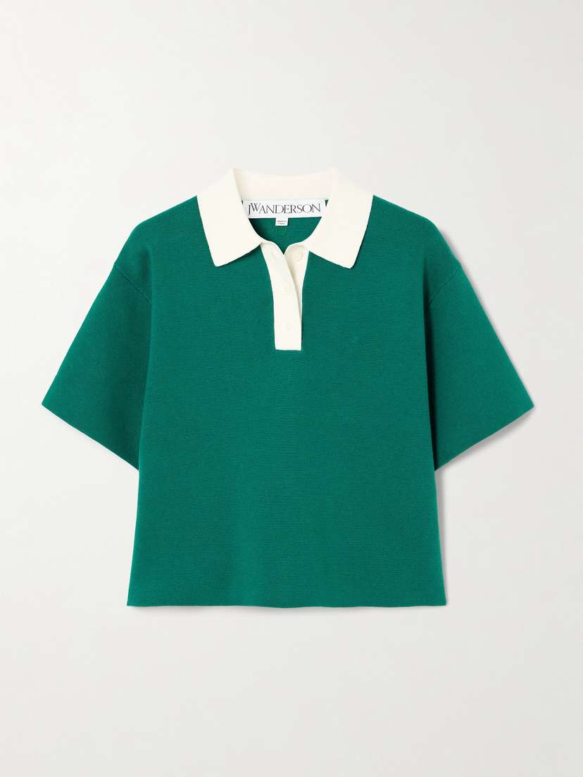 JW Anderson Cropped Cotton And Cashmere-blend Polo Top - x small