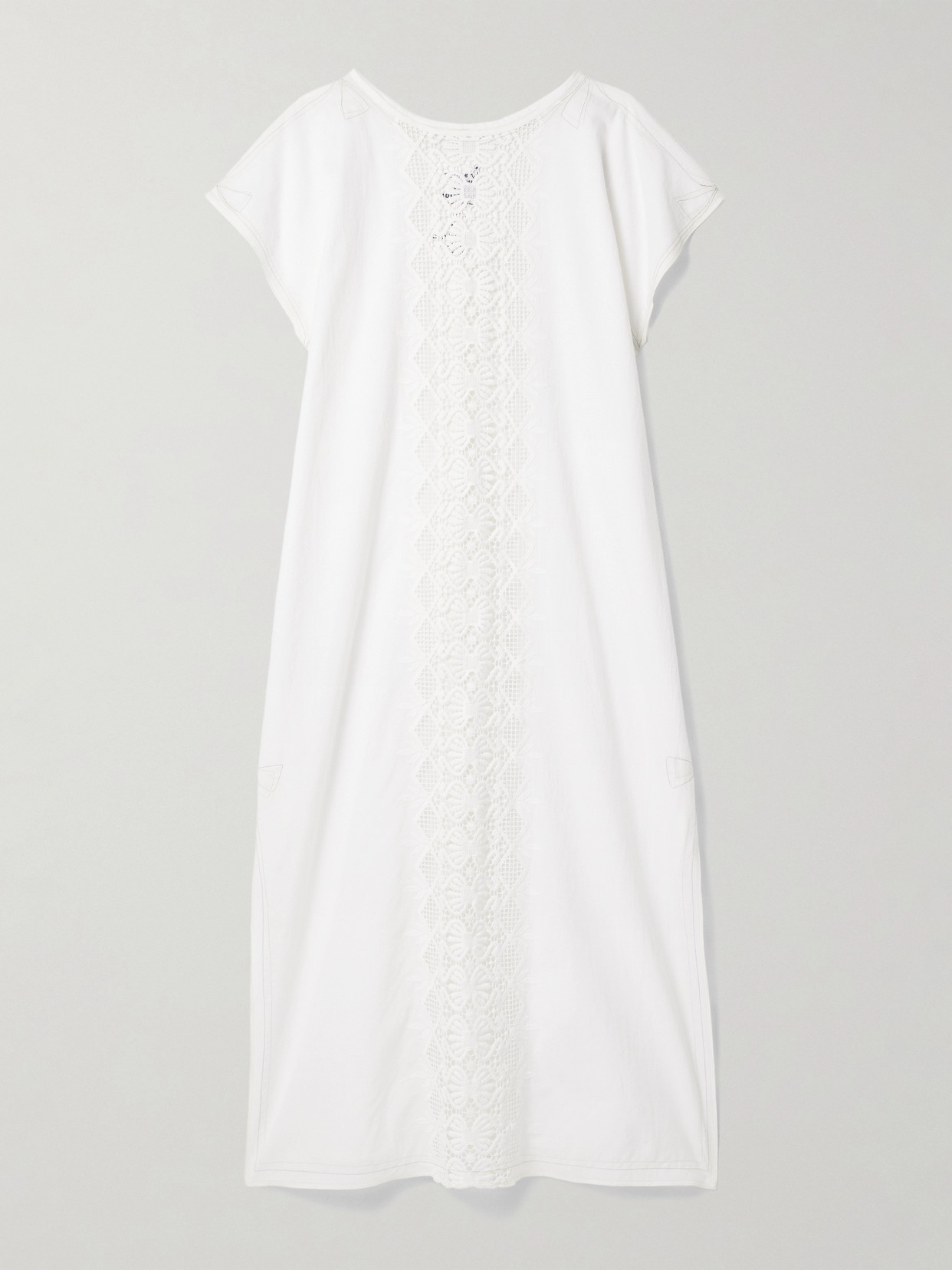 Thank You Have A Good Day Crochet-trimmed Cotton-voile Midi Dress In White