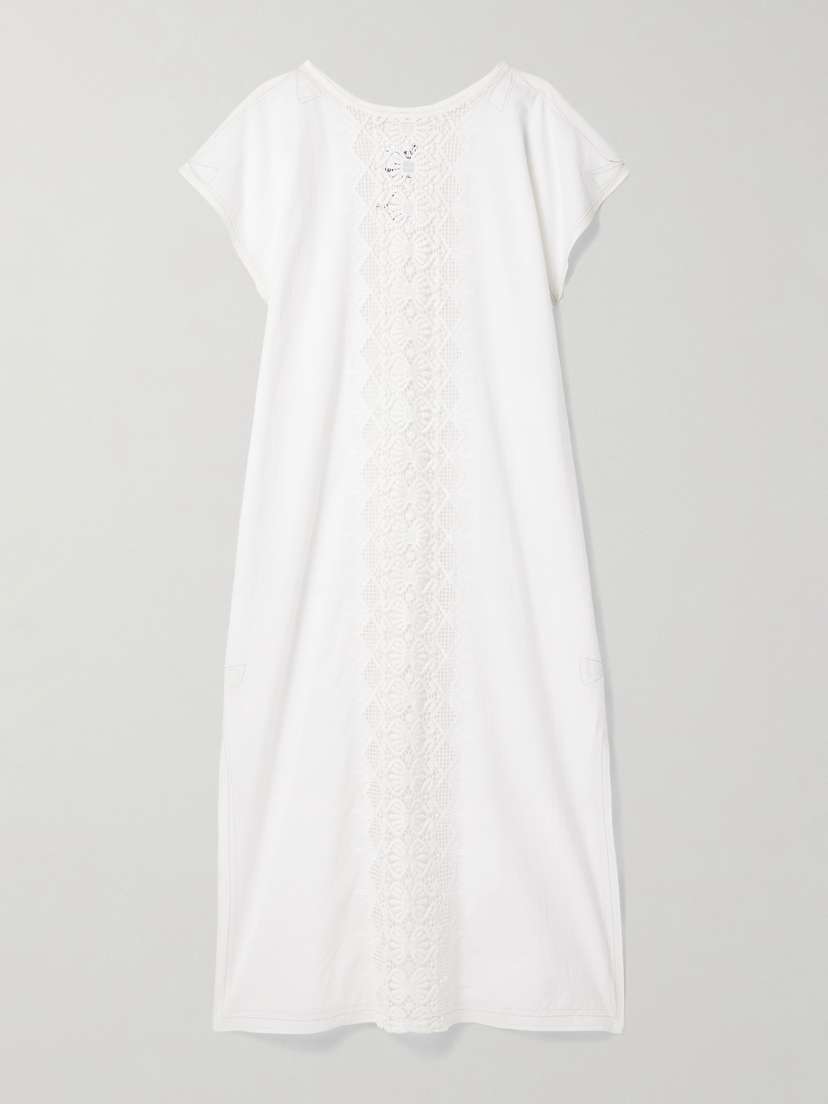 Thank You Have A Good Day Crochet-trimmed Cotton-voile Midi Dress