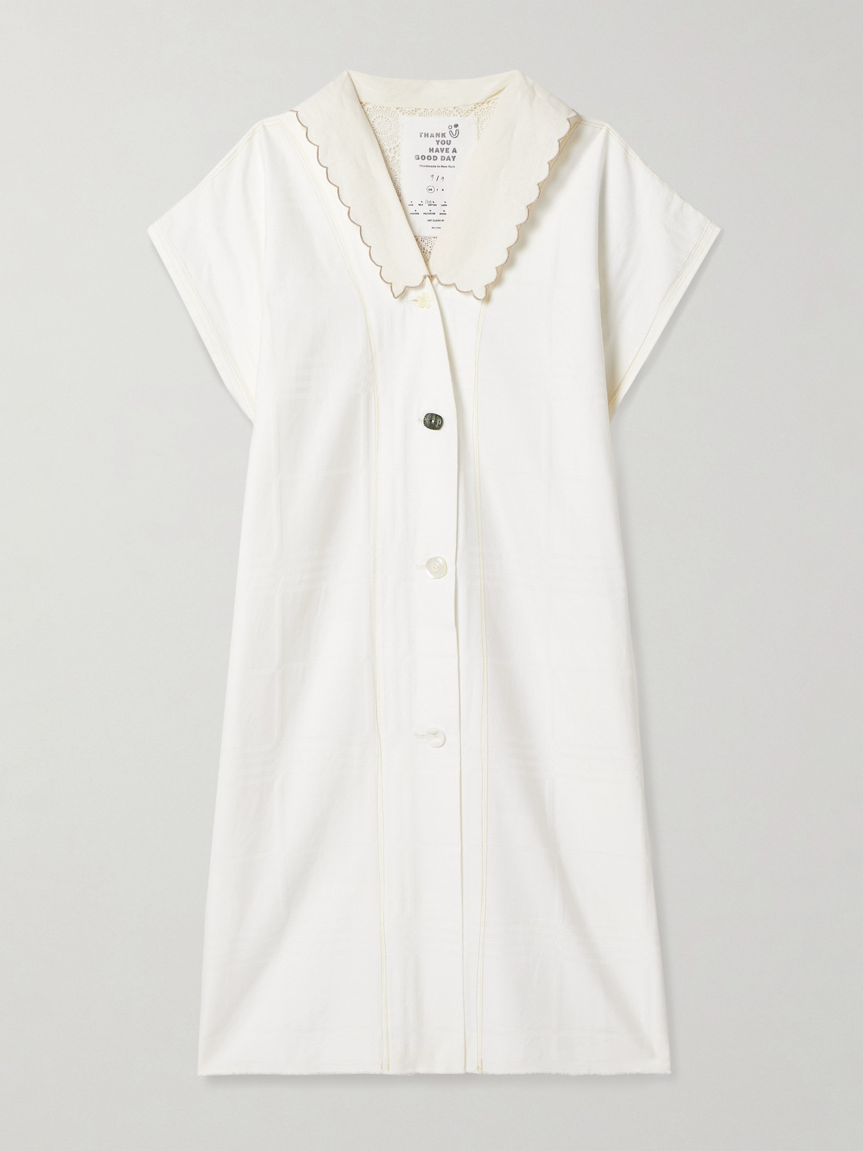 Thank You Have A Good Day Lace-trimmed Cotton Oxford And Twill Midi Shirt Dress In White