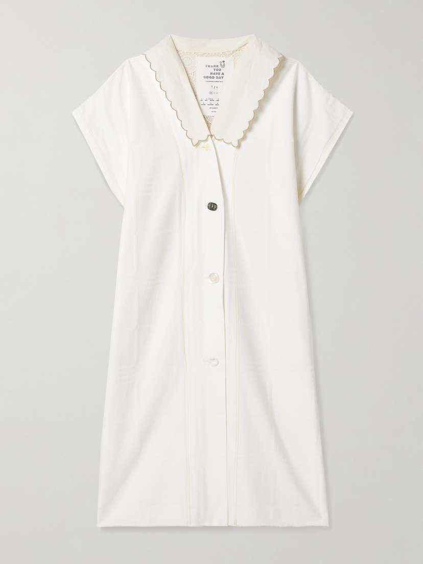Thank You Have A Good Day Lace-trimmed Cotton Oxford And Twill Midi Shirt Dress