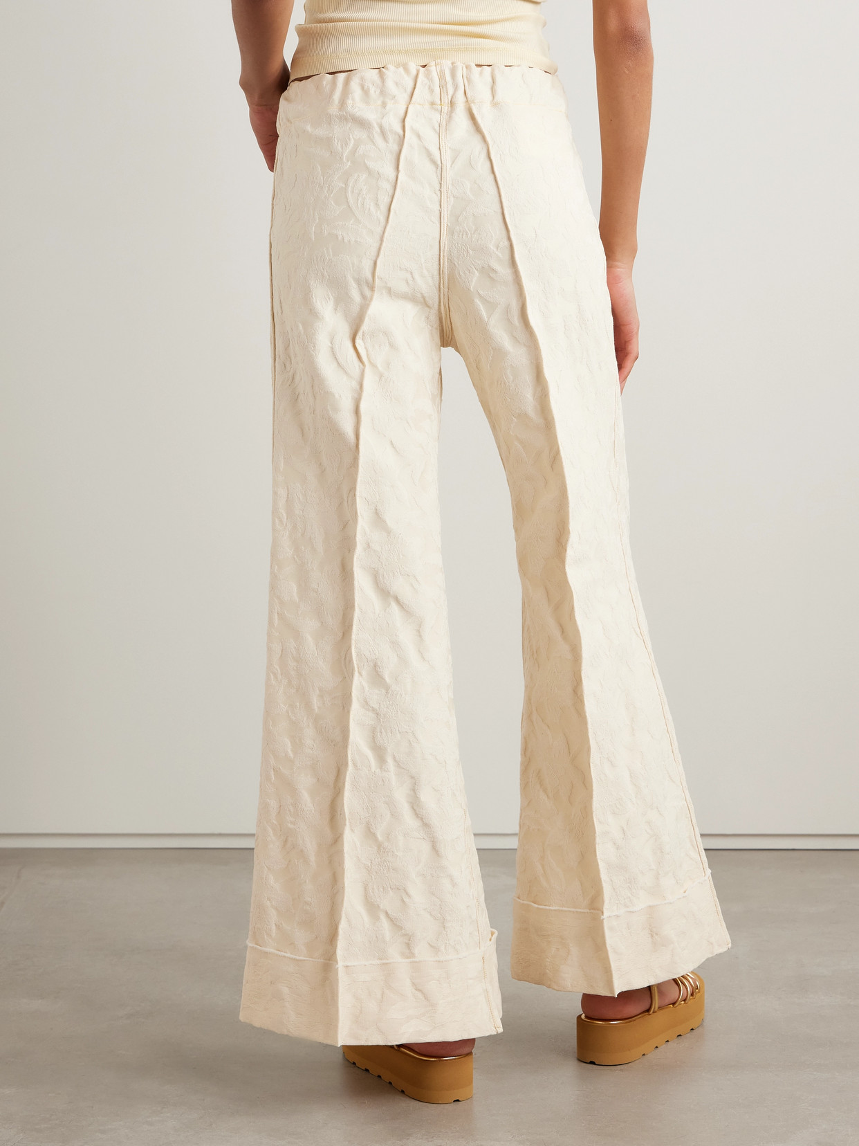 Thank You Have A Good Day Pierrot Cotton-blend Jacquard Pants In Cream