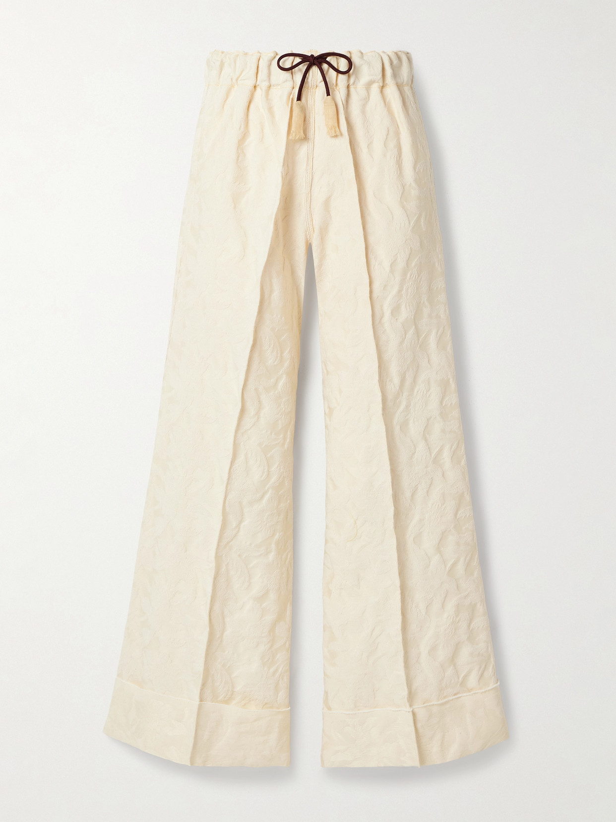 Thank You Have A Good Day Pierrot Cotton-blend Jacquard Pants In Cream