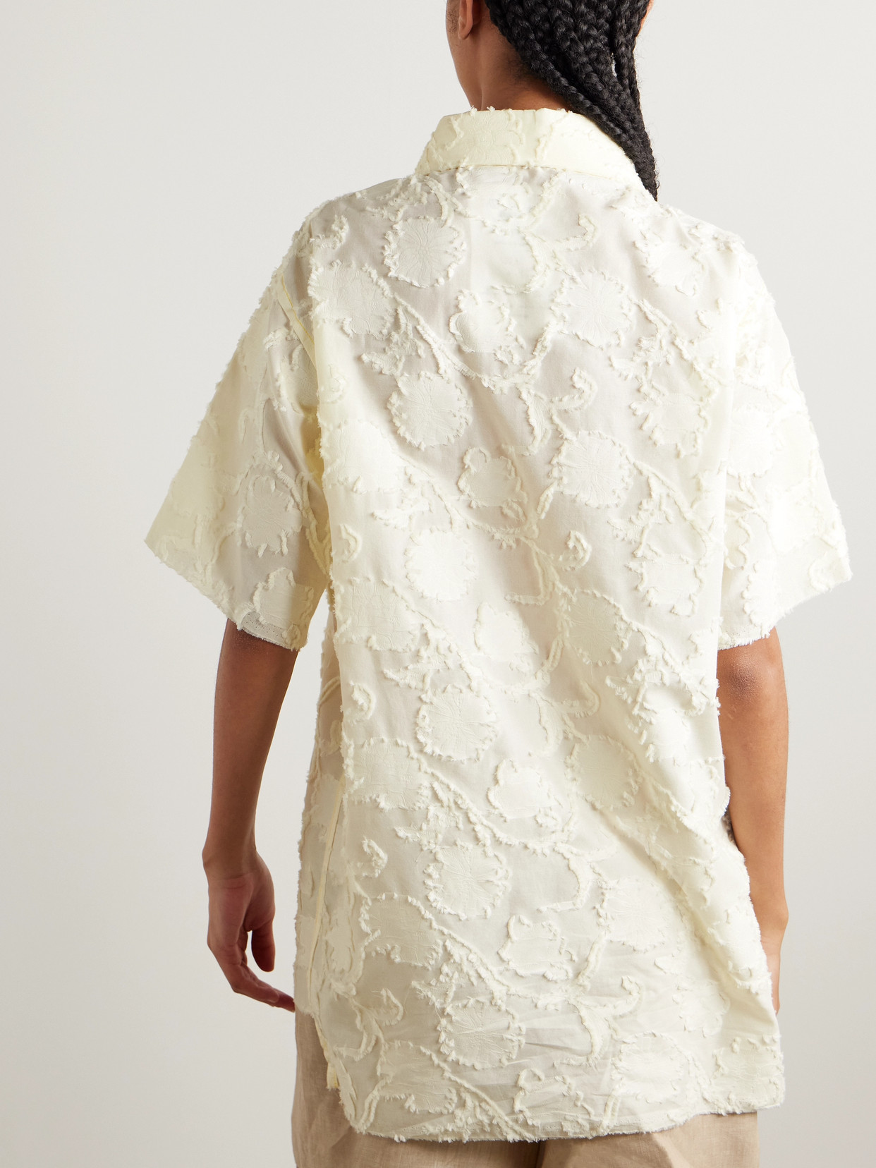 Shop Thank You Have A Good Day Oversized Fil Coupé Cotton Shirt In Neutrals
