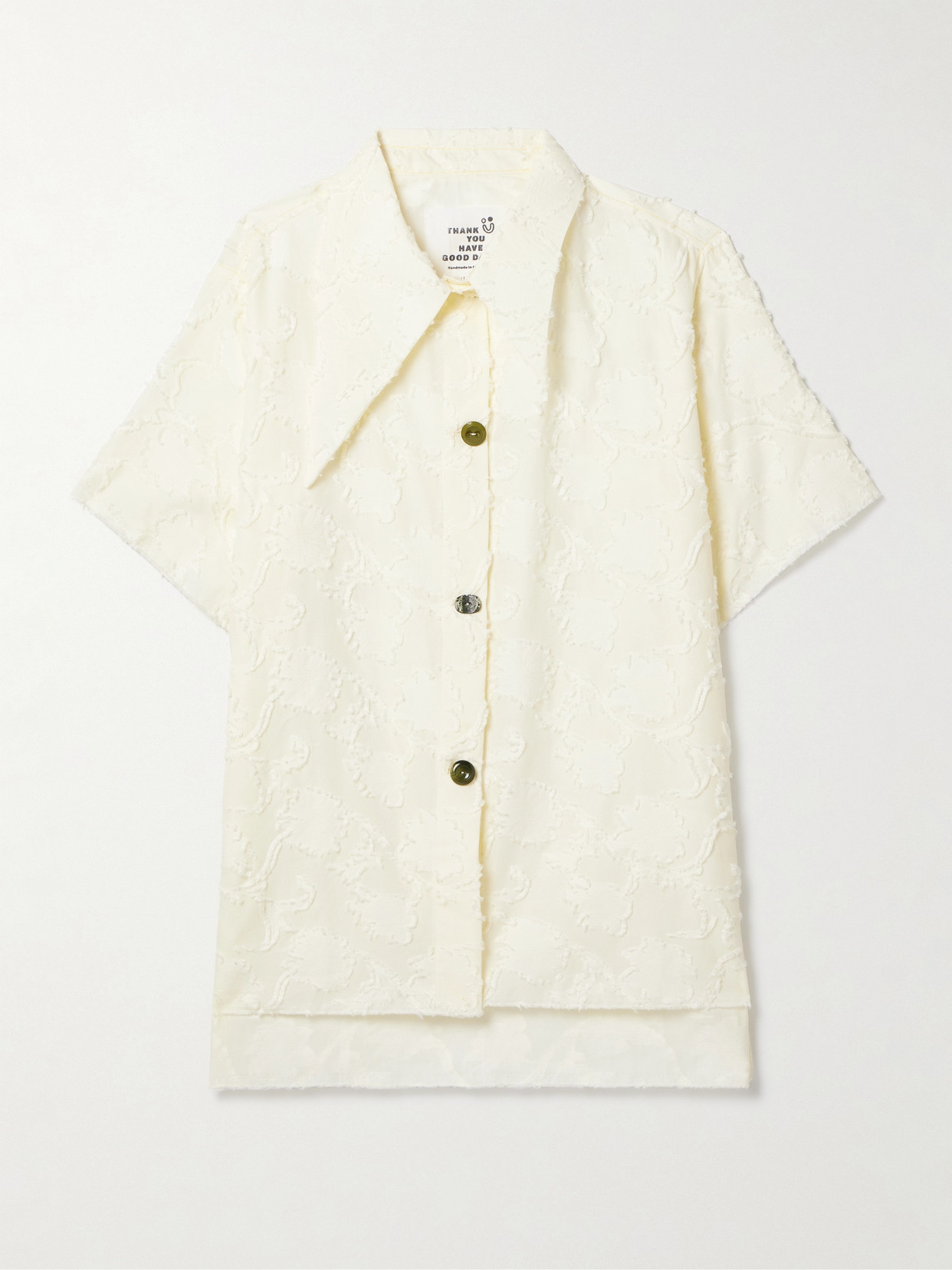 Thank You Have A Good Day Oversized Fil Coupé Cotton Shirt In Neutrals