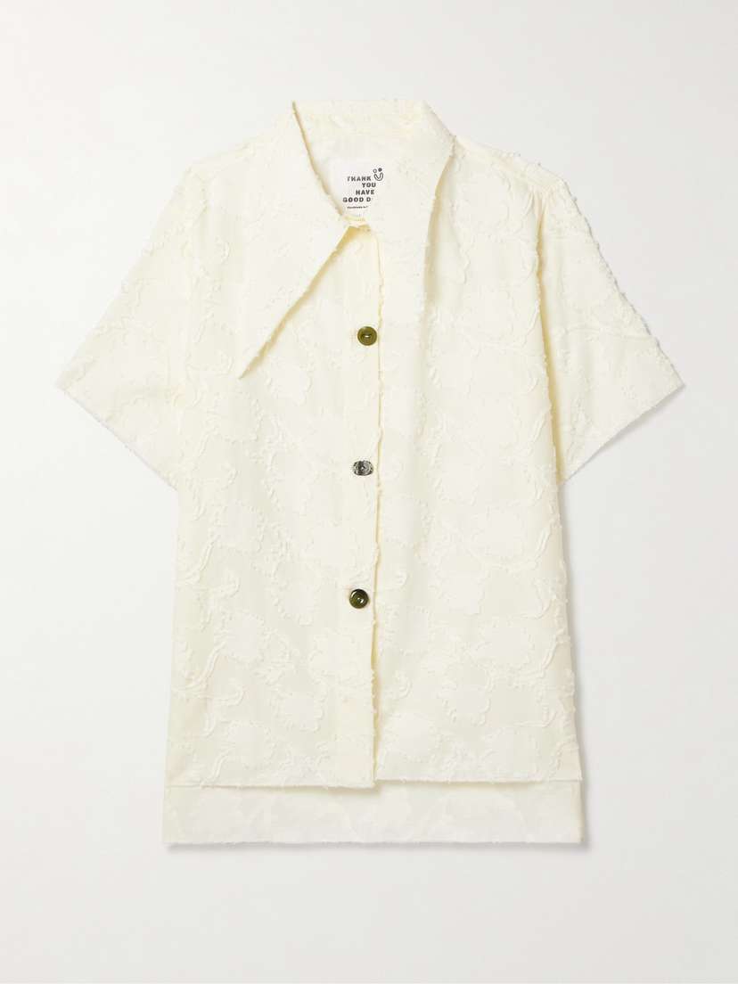 Thank You Have A Good Day Oversized Fil Coupé Cotton Shirt