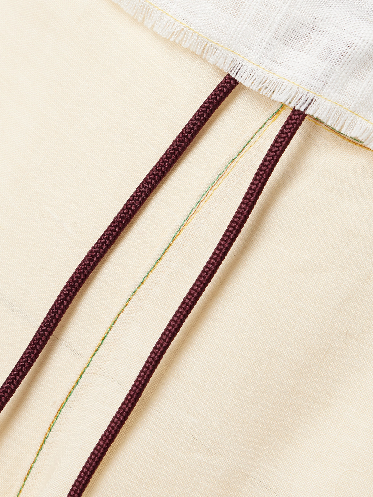 Shop Thank You Have A Good Day Cropped Paneled Appliquéd Linen Wide-leg Pants In Yellow