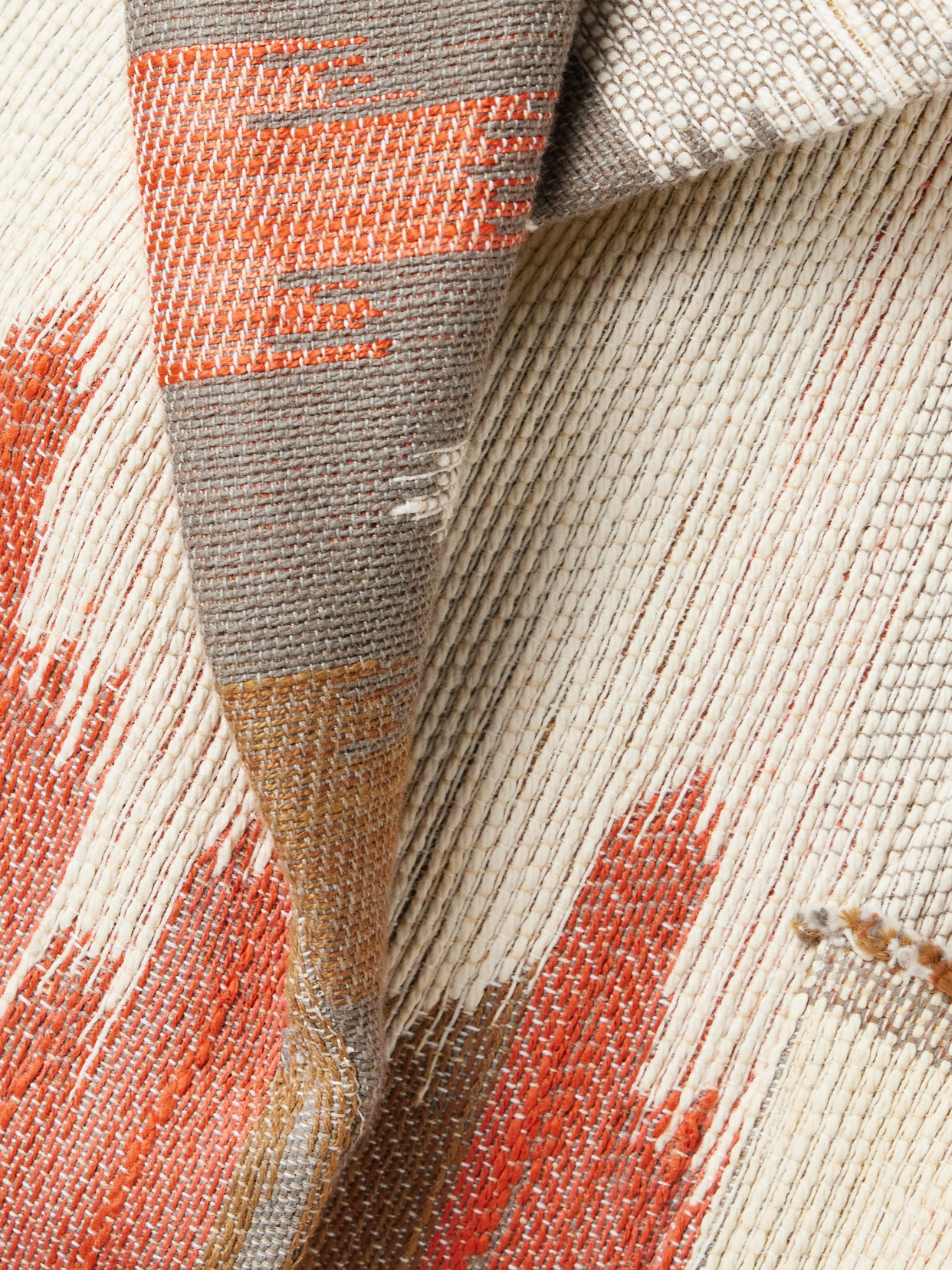 Thank You Have A Good Day Crosby Paneled Cotton-jacquard, Velvet And Herringbone-twill Coat In Neutrals