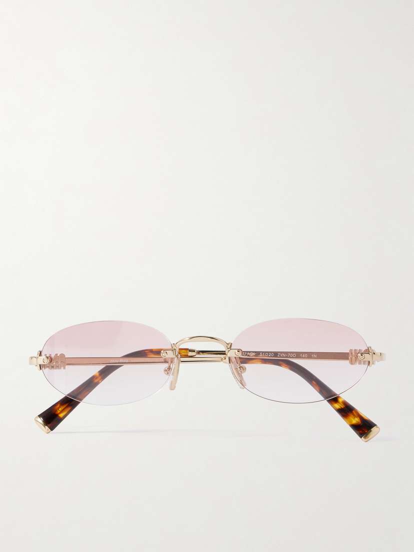 Miu Miu Eyewear Round-frame Gold-tone Sunglasses