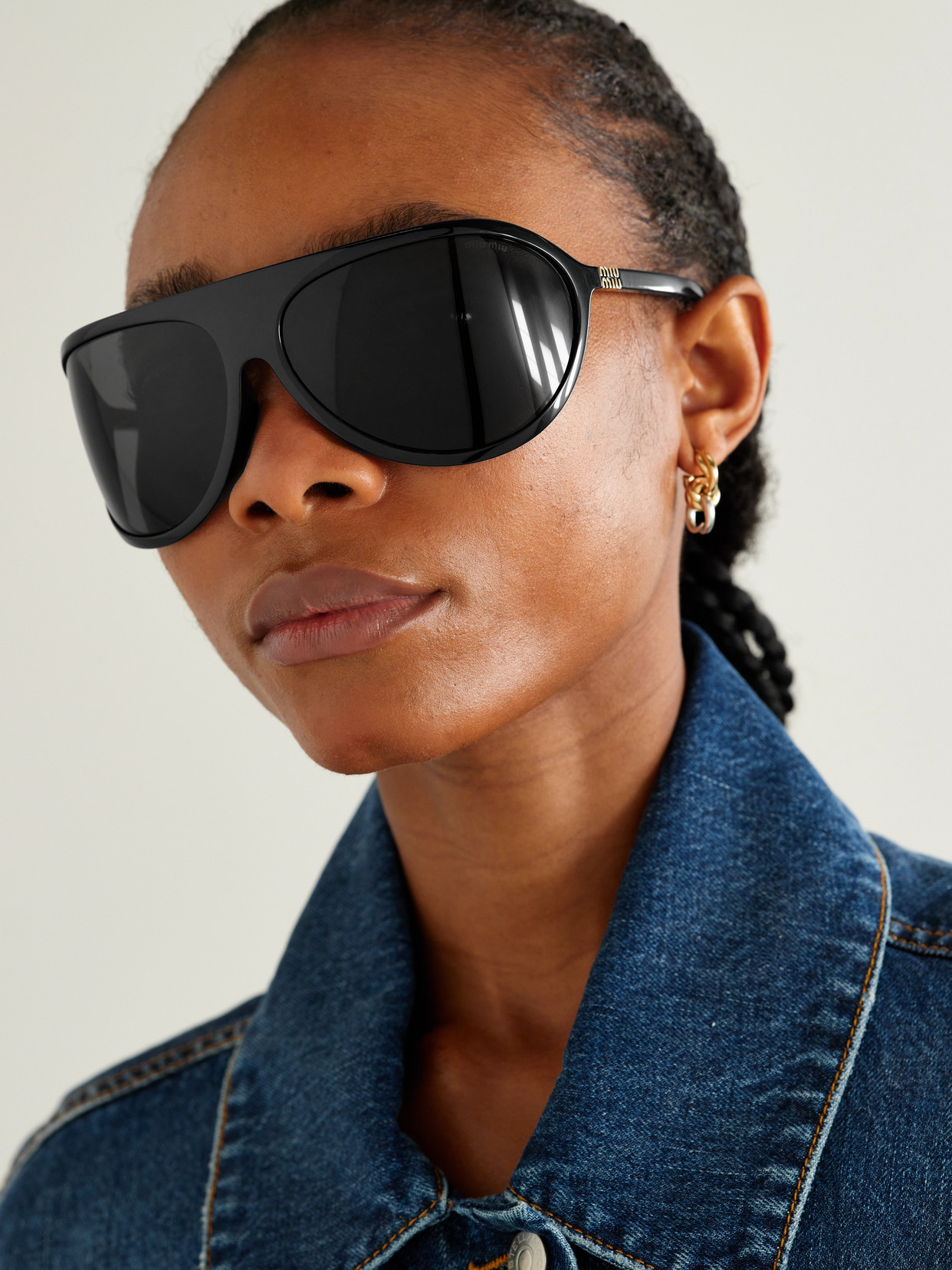 Miu Miu Oversized D-frame Acetate Sunglasses In Black