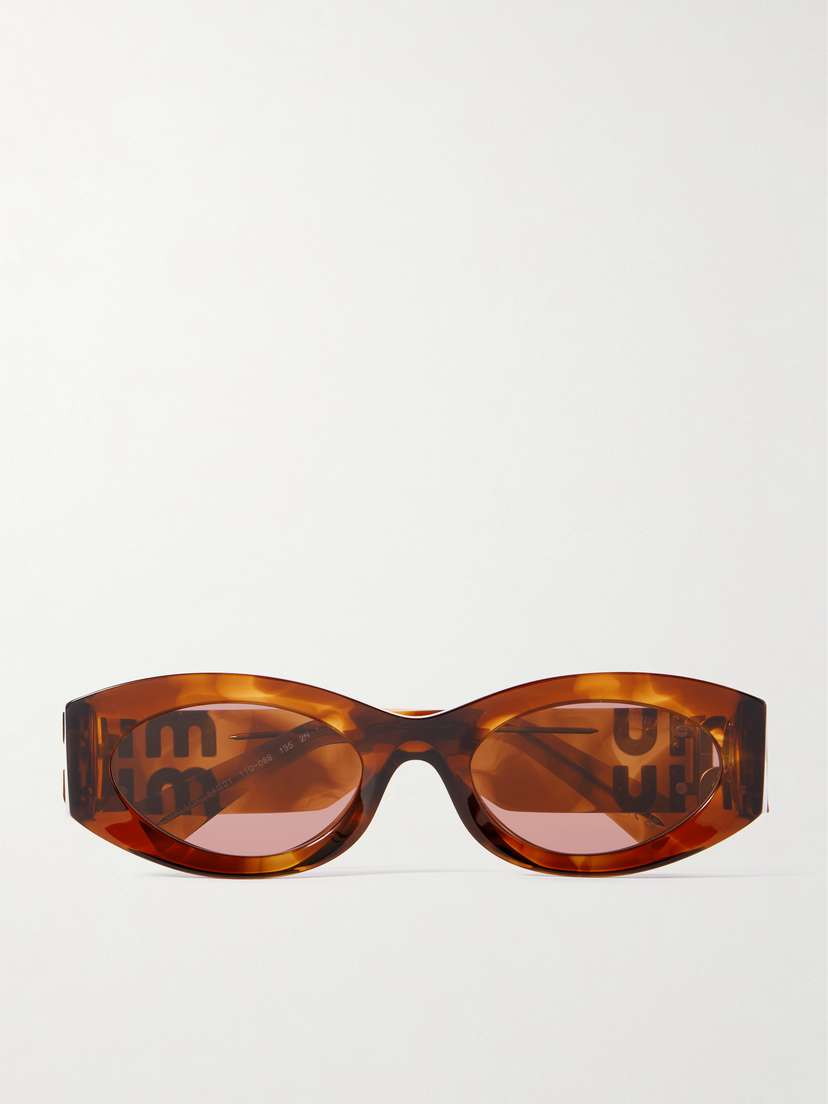 Miu Miu Eyewear Glimpse Oval-frame Tortoiseshell Acetate Sunglasses