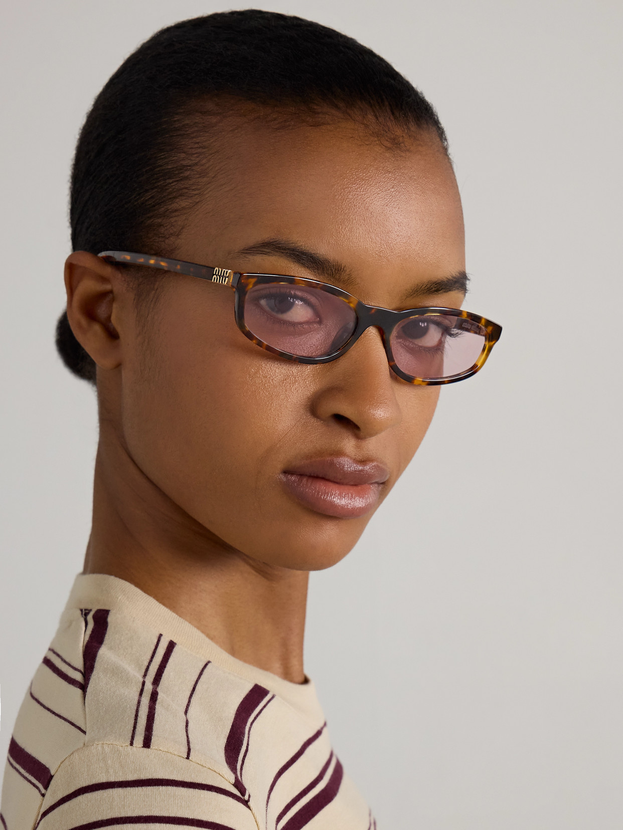 Miu Miu Oval-frame Tortoiseshell Acetate Sunglasses In Tortoiseshell