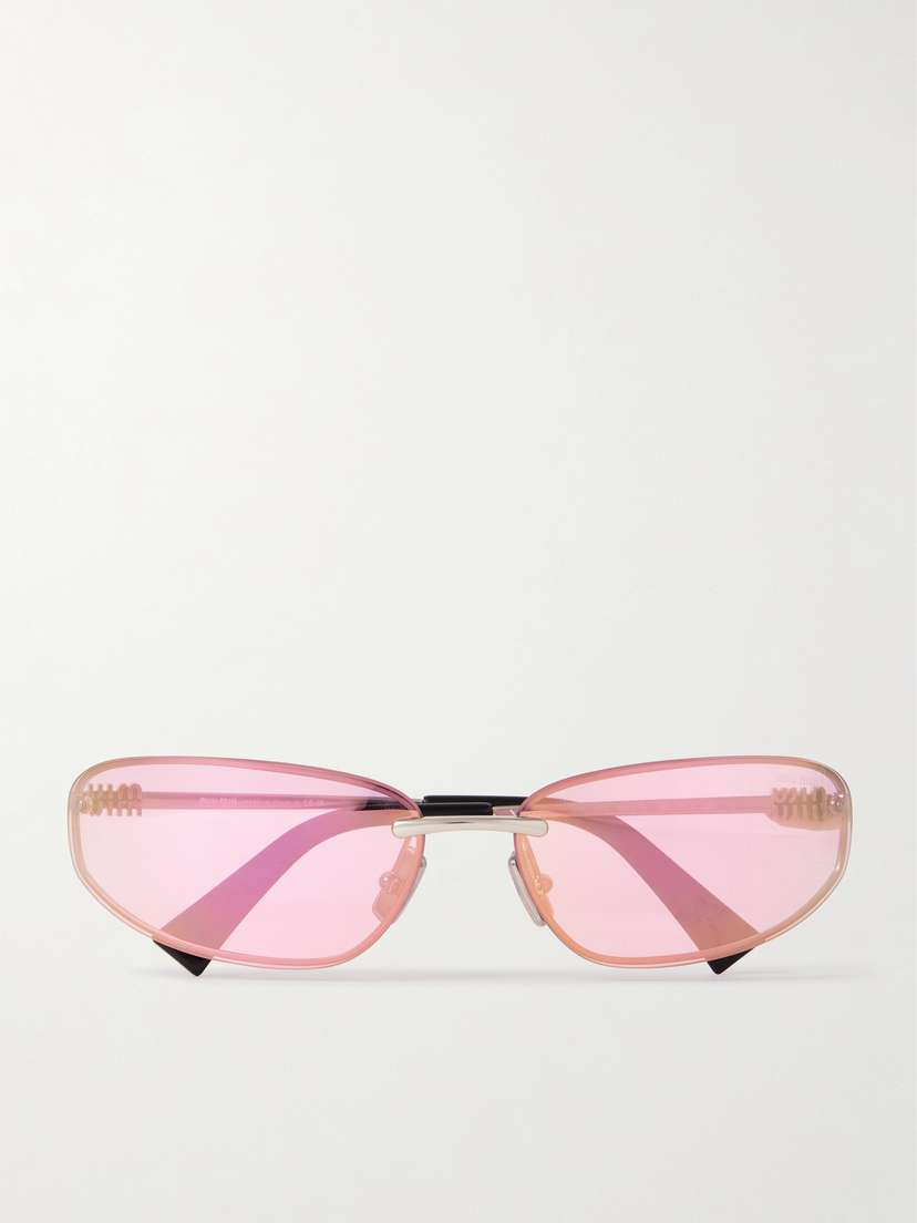 Miu Miu Eyewear Rimless D-frame Silver-tone Sunglasses