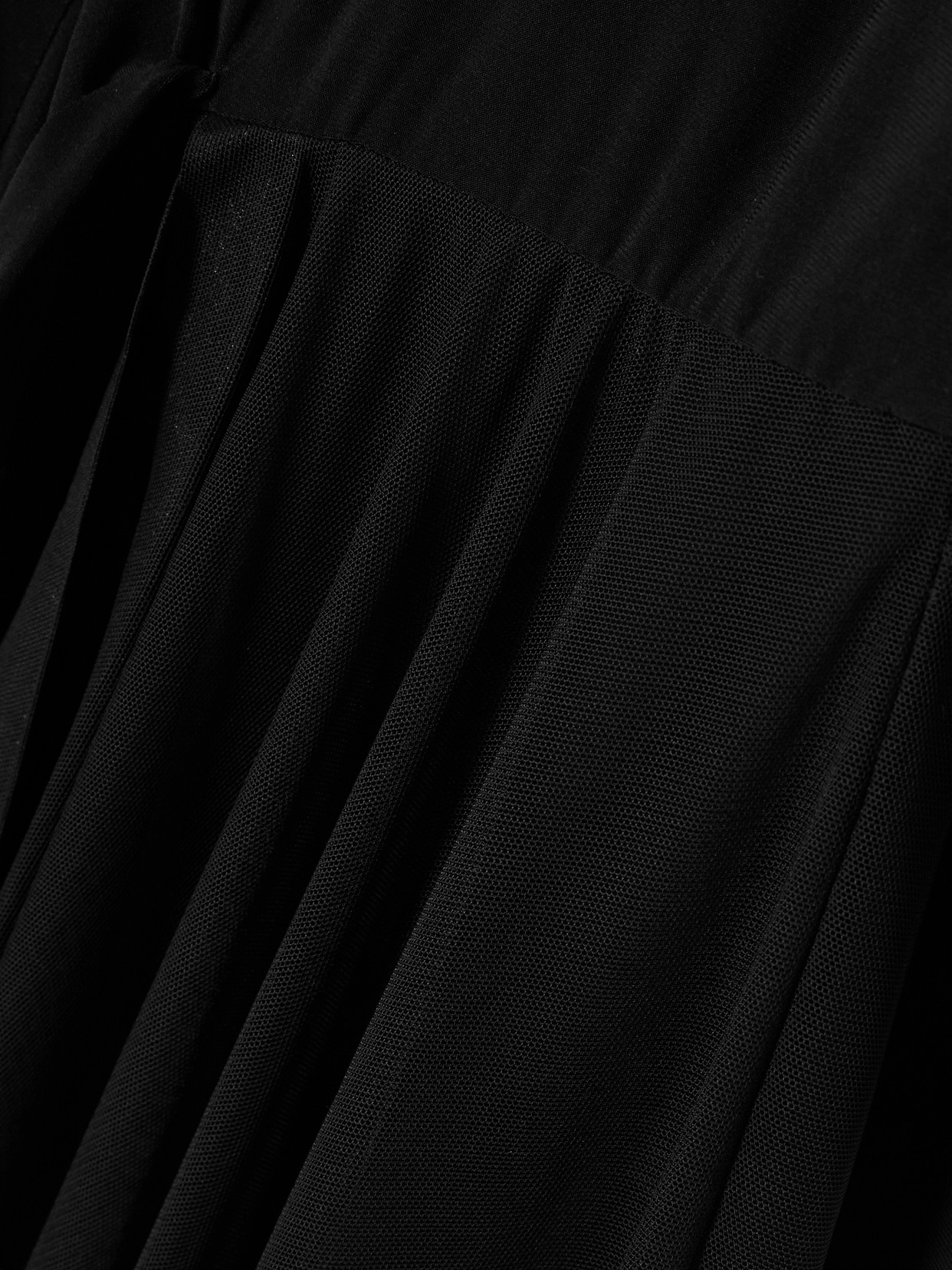 Norma Kamali Pleated Mesh-trimmed Stretch-jersey Midi Dress In Black