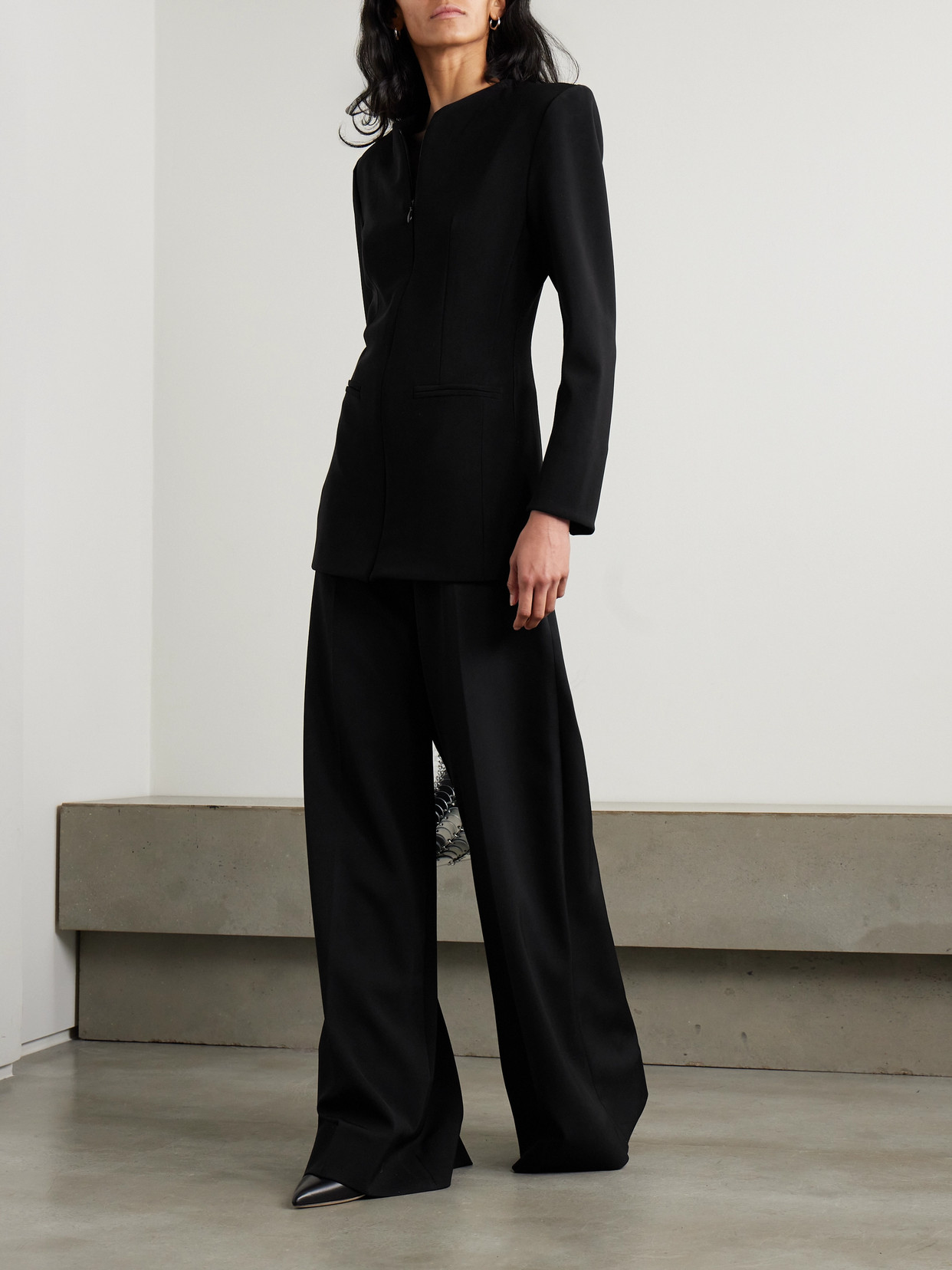 Norma Kamali Paneled Ponte Jacket In Black