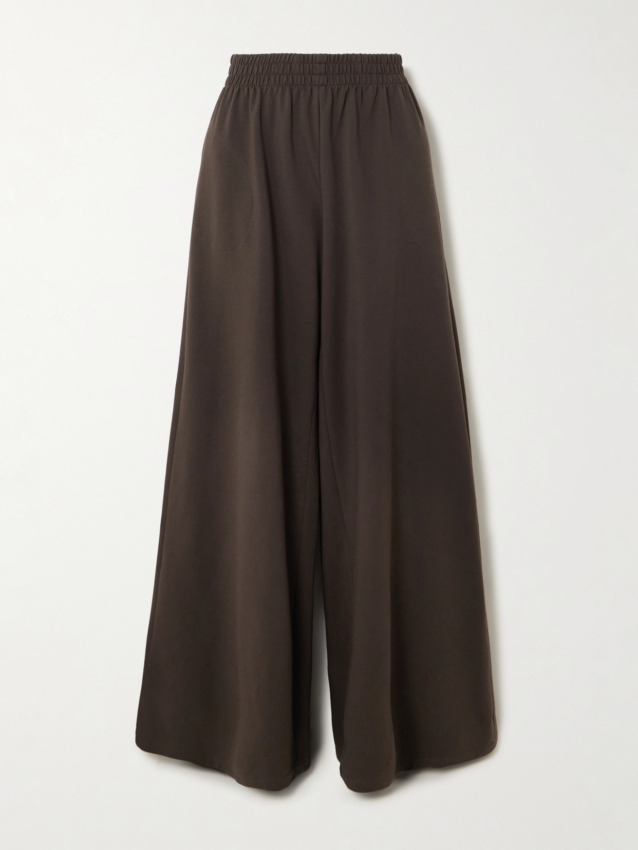 Norma Kamali Stretch-cotton Jersey Wide-leg Track Pants In Brown