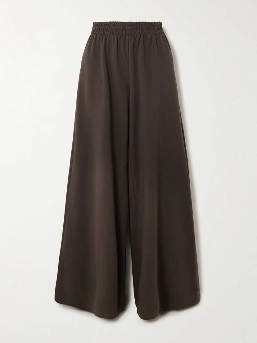 Norma Kamali Stretch-cotton Jersey Wide-leg Track Pants