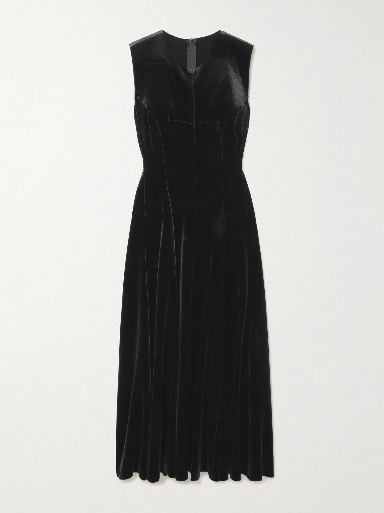 Norma Kamali Grace Paneled Stretch-velvet Midi Dress In Black