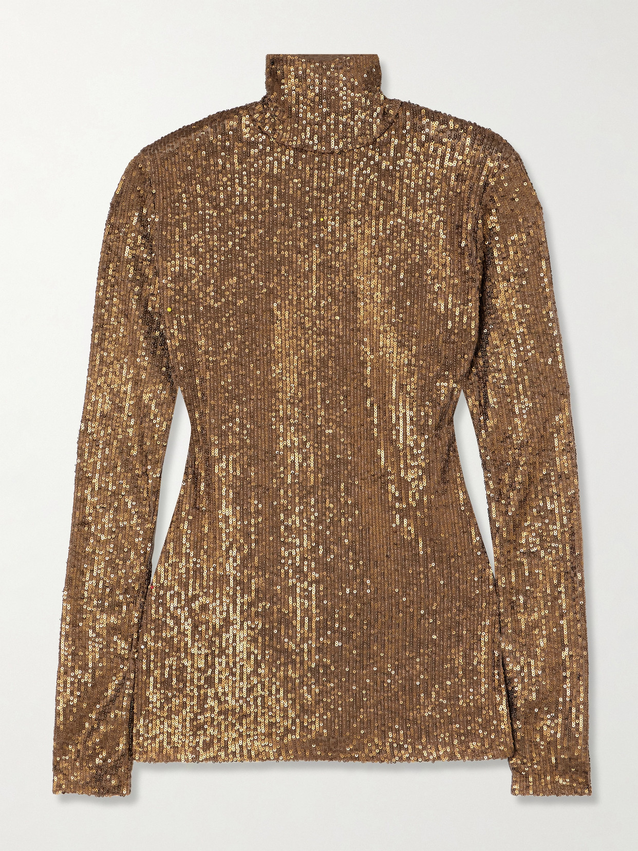 Norma Kamali - Sequined Stretch-mesh Turtleneck Top - Metallic