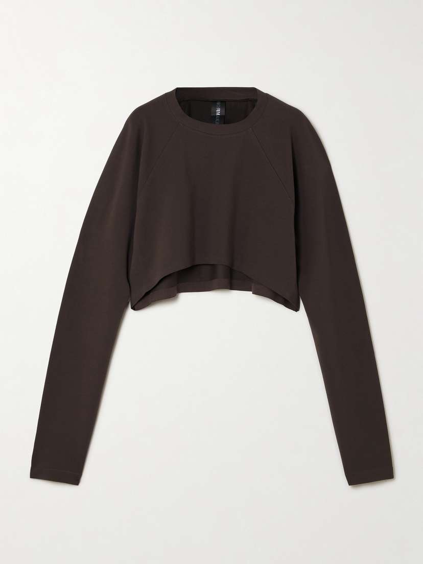 Norma Kamali Cropped Asymmetric Stretch-cotton Jersey T-shirt