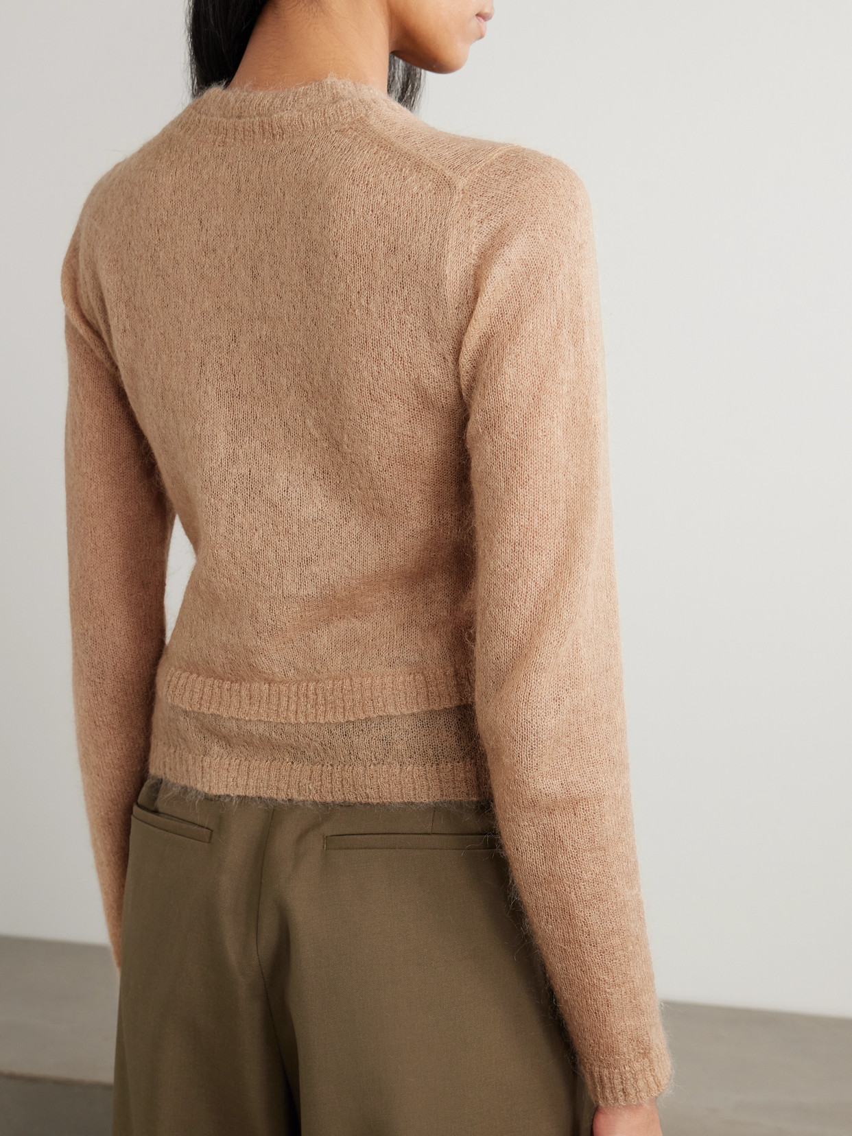 Acne Studios Kahoo Overwashed Mohair Blend Cardigan In Neutrals